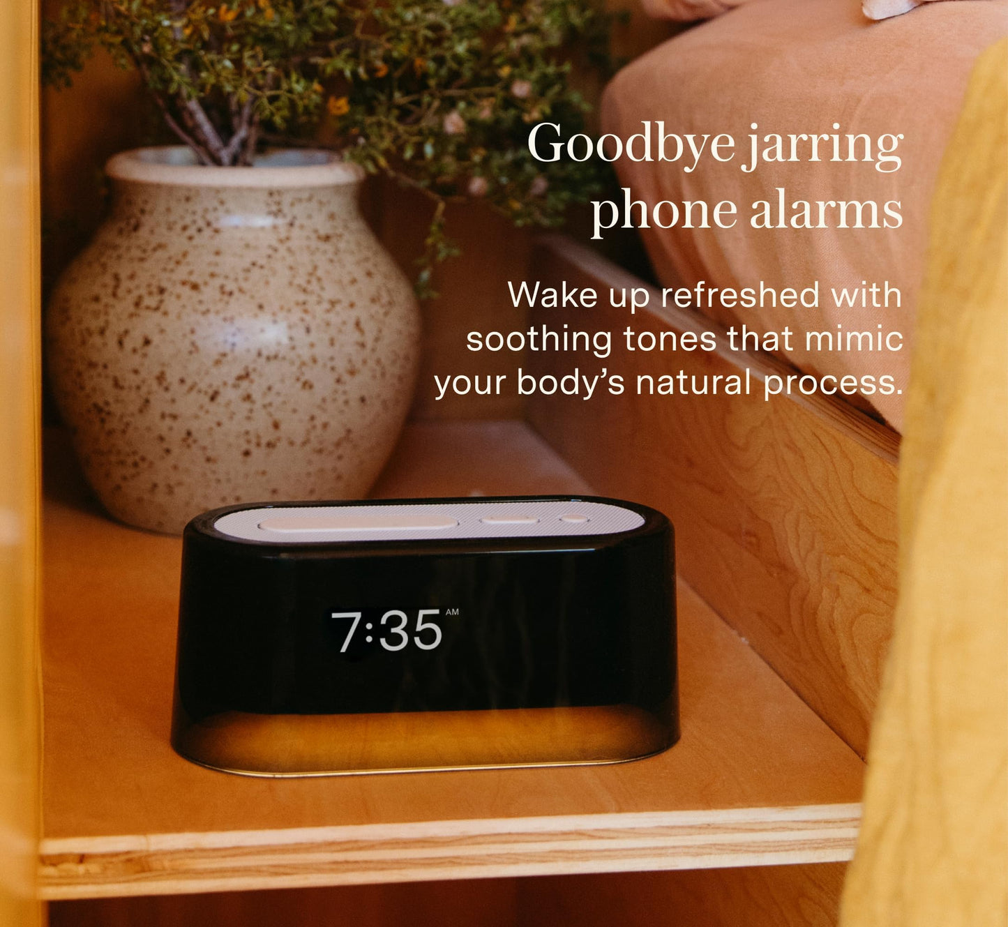 Loftie Smart Alarm Clocks for Bedroom - Sound Machine Alarm Clock with Light, Bluetooth Speaker, White Noise, Nature Sounds, Nightlight, Blackout Mode, Morning Routines, Evening Routines (Black Top)