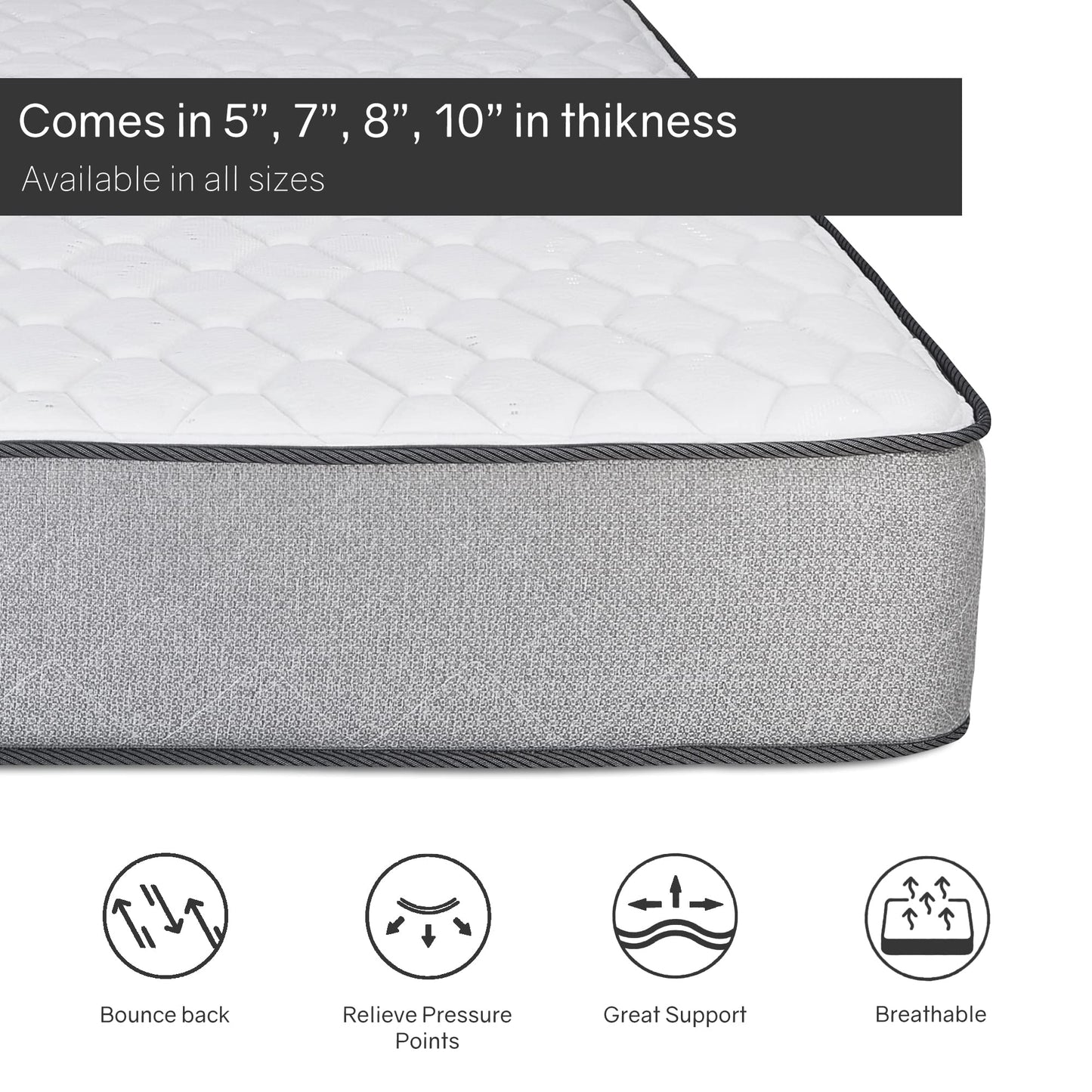 Mayton, 8-Inch Medium Firm High Density Foam Mattress, Comfortable Mattress for Cooler Sleep, Supportive & Pressure Relief, Full XL