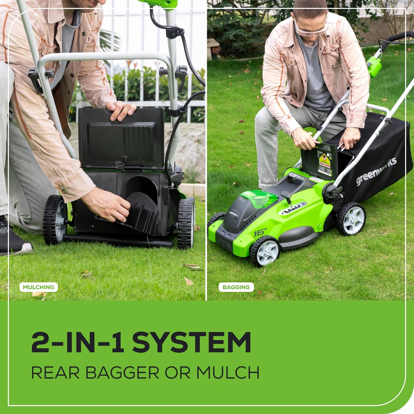 Greenworks 40V 16" Cordless (Push) Lawn Mower (75+ Compatible Tools), 4.0Ah Battery and Charger Included