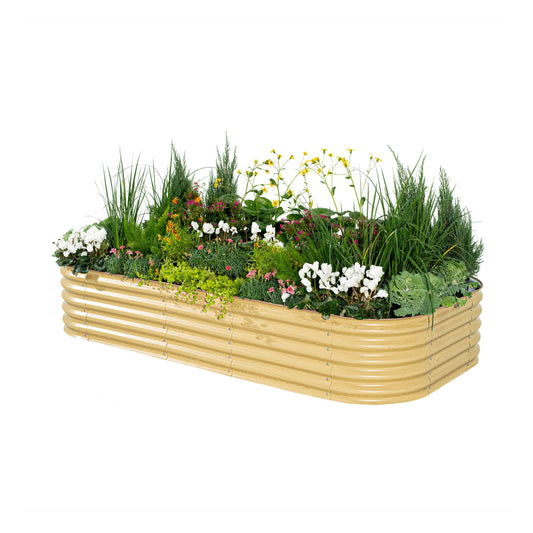 Vego garden Raised Garden Bed Kit, 17" Tall 10 in 1 Modular, Metal Planter Box for Vegetables, Flowers, Herbs, Sunlit Oak