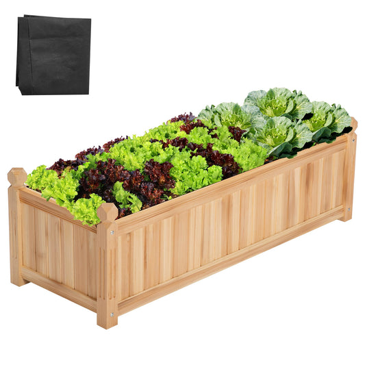 VIVOSUN 3.6 x 1.3Ft Wooden Raised Garden Bed, 43.5 x 16 x 14 Inches, Outdoor Wood Planter Box with Screwdriver and a Liner for Garden, Patio, Balcony, Backyard and Outdoors