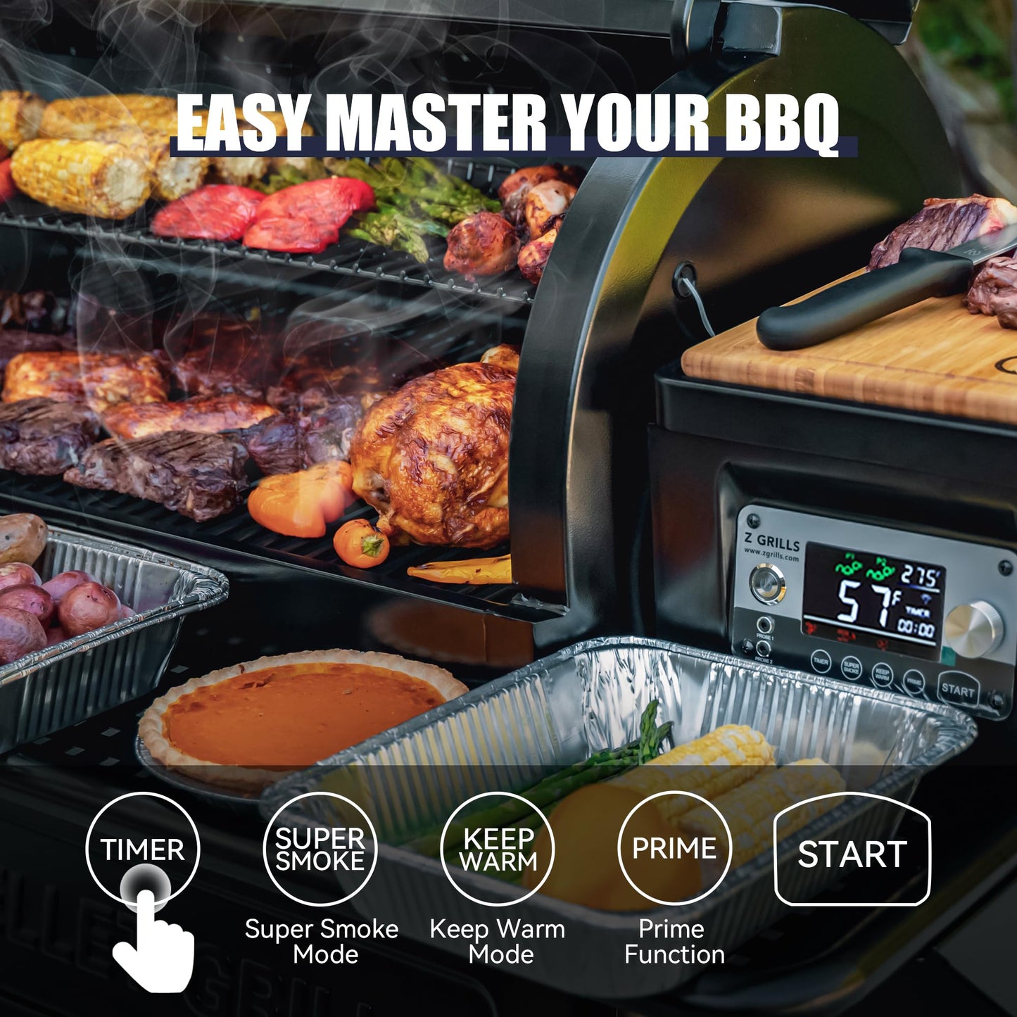 Z GRILLS Wood Pellet Grill and Smoker with PID Controller, 1068 sq. in Cooking Area with Wi-Fi, Black