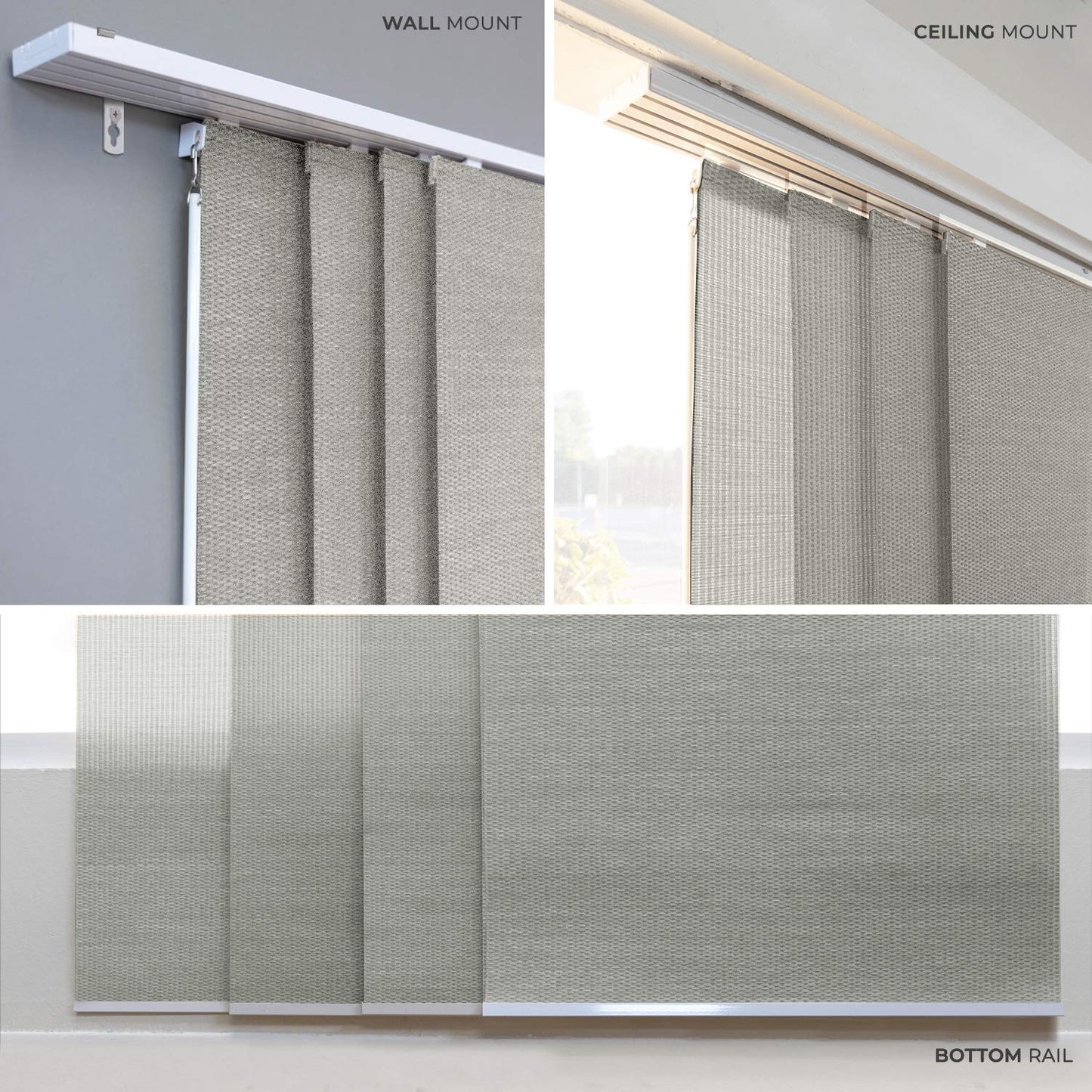 CHICOLOGY Vertical Blinds, Room Divider, Door Blinds,Blinds for Sliding Glass Doors, Temporary Wall, Closet Curtain, Room Door, Woven Gray (Natural Woven) W:46-86 x H:Up-to 96 inches