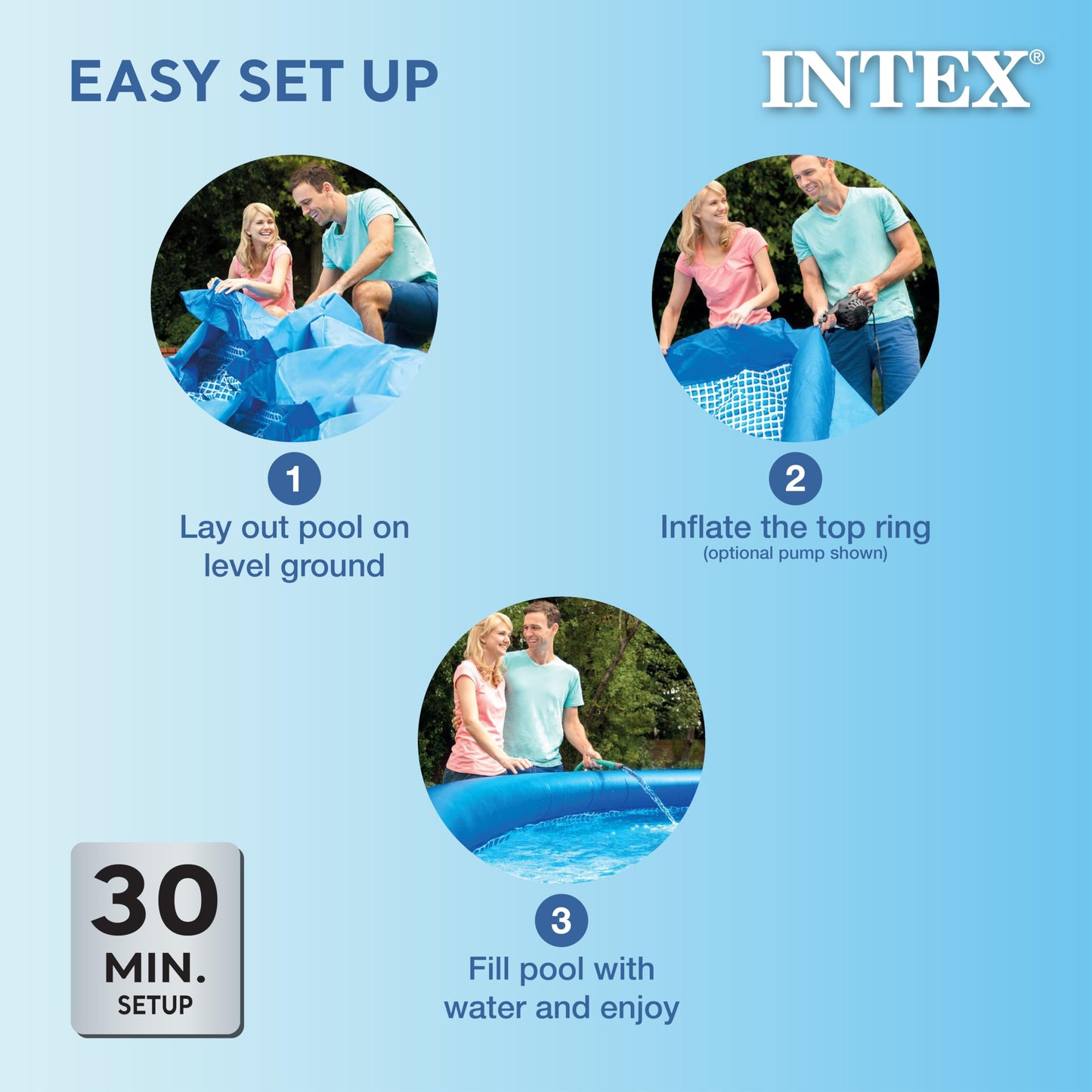 Intex 26175EH 18 Feet x 48 Inch Inflatable Easy Set Up Round Outdoor Above Ground Swimming Pool Set with Cover, Ladder, and Filter