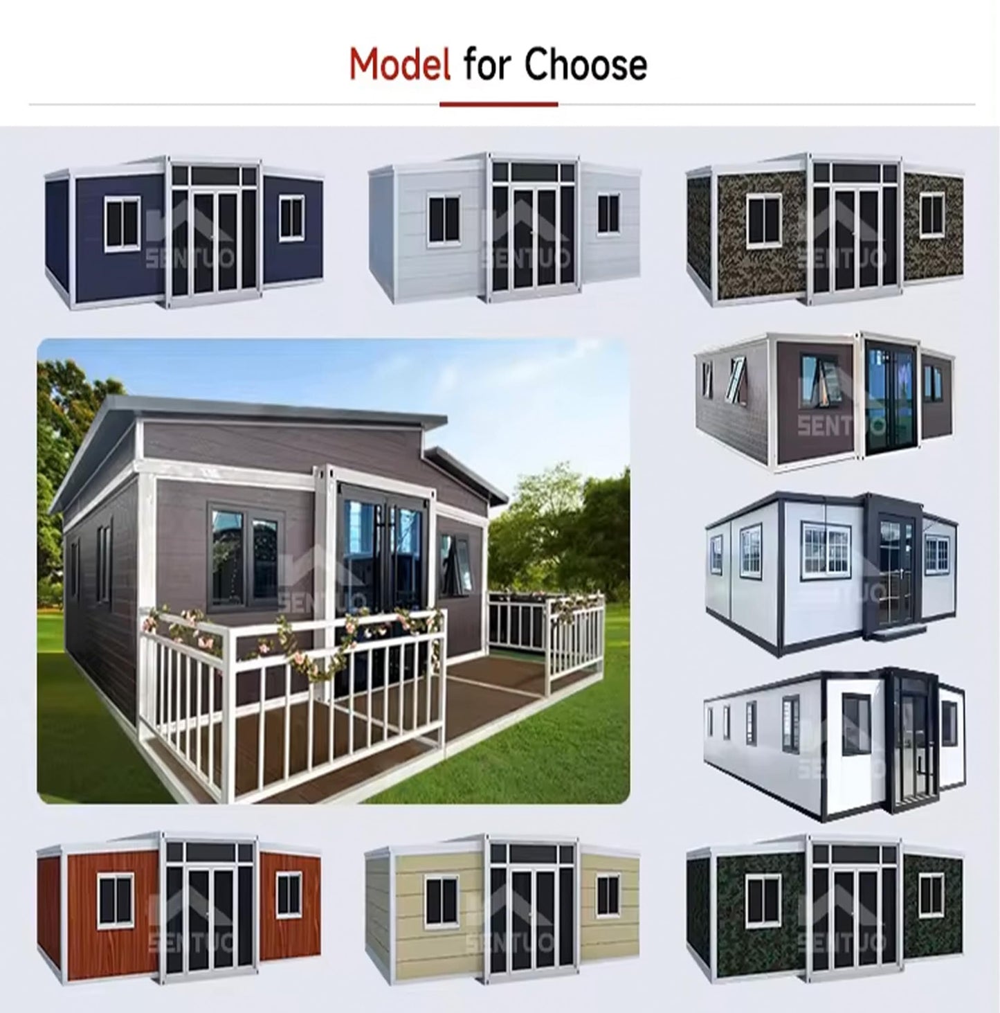 Portable Prefabricated Tiny House 20X20ft, Mobile Expandable House, Outdoor Storage, Modern Study Steel Storage House with Restroom, Kitchen, Cabinet, Sink, Outlets & Free Electric Water Heater