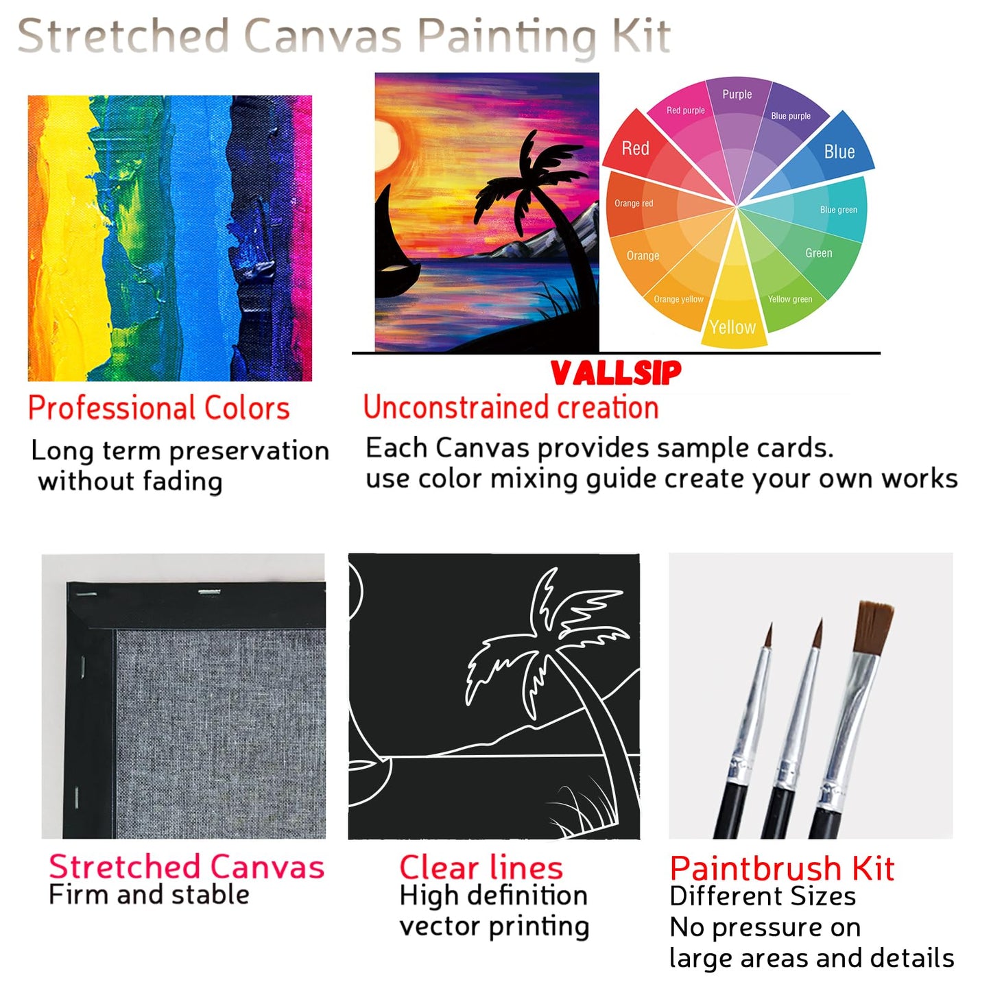 VALLSIP 2 Pack Paint and Sip Black Canvas Painting Kit Pre Drawn Canvas for Painting for adults Stretched Canvas Couples Games Date Night Afro Lion King Queen Anniversary Gifts Couple Paint Party