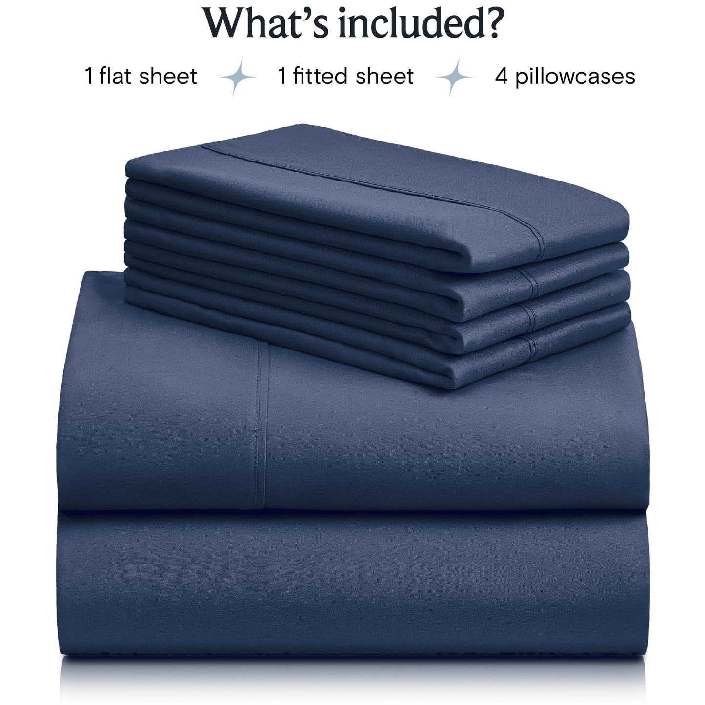 LuxClub 6 PC Queen Sheet Set, Breathable Luxury Bed Sheets, Deep Pockets 18" Eco Friendly Wrinkle Free Cooling Sheets Machine Washable Hotel Bedding Silky Soft - Navy Queen