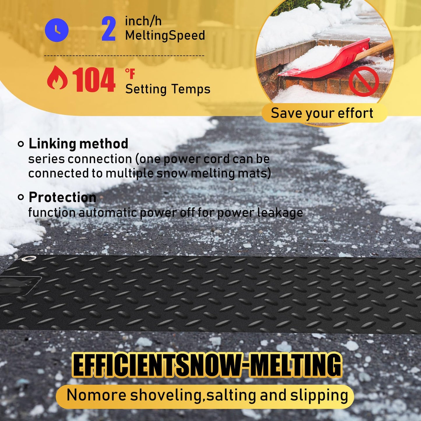 3 Pcs Tinideya Snow Melting Walkway Mat, 10" x 30" Non Slip Rubber Heated Mat with Power Cord, 2 in/h Speed Snow and Ice Heated Pad for Winter Outdoor Stairs, Steps, Doorways, Walkways, Driveway