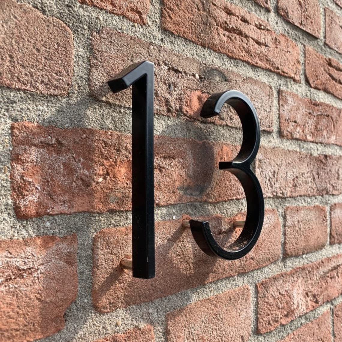 6 inch Stainless Steel Floating House Number, Metal Modern House Numbers, for Outdoor Mailbox Yard Home Wall DoorGarage Gate with Nail Kit, Coated Black, 911 Visibility Signage