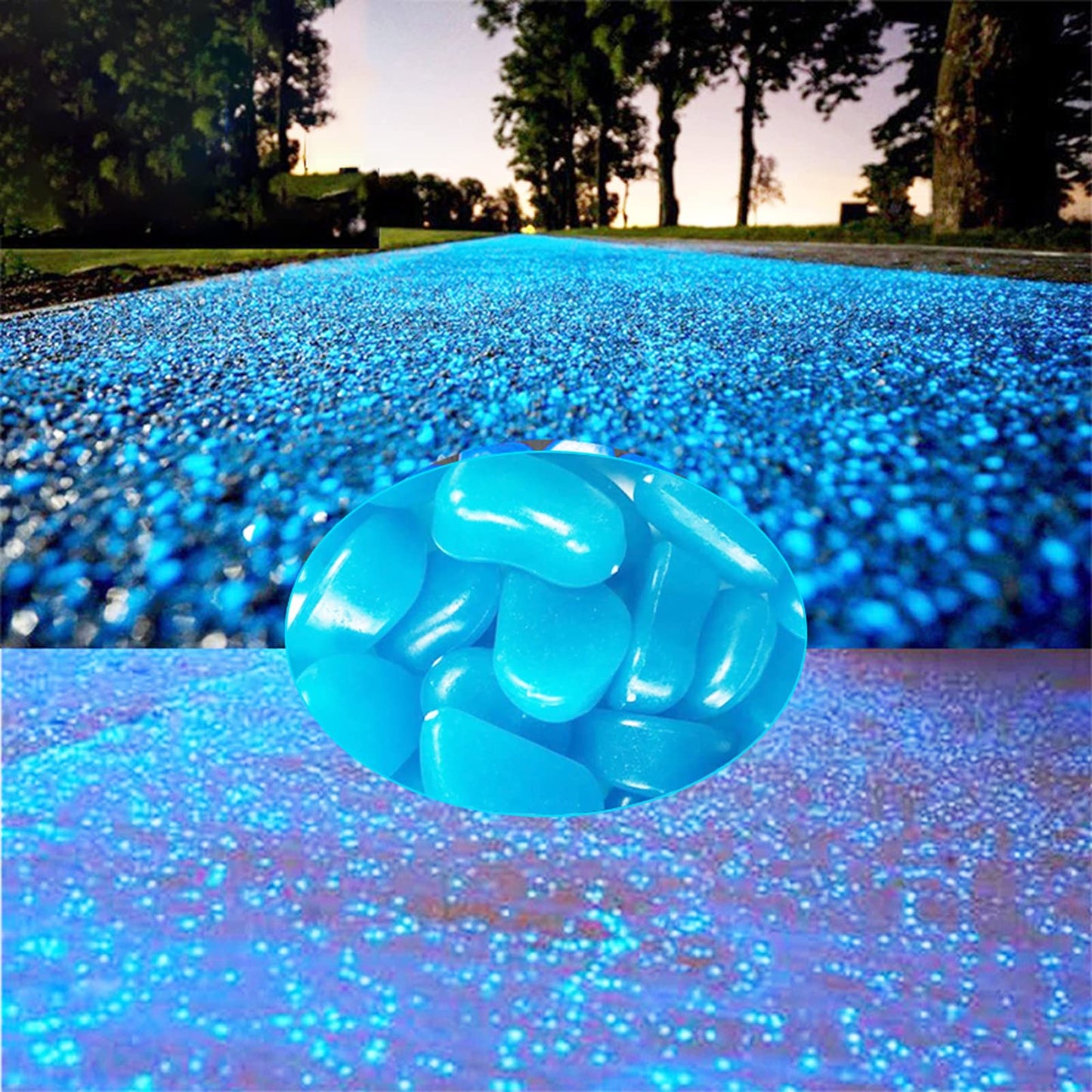 WenErJie Glow in The Dark Rocks, 500PCS Fairy Garden Decorations Stones, Outdoor Decor for Patio Stepping Stone Kit, Pebbles for Plants/Yard/Backyard/Fish Tank/Pool Stuff (Blue/500pcs)