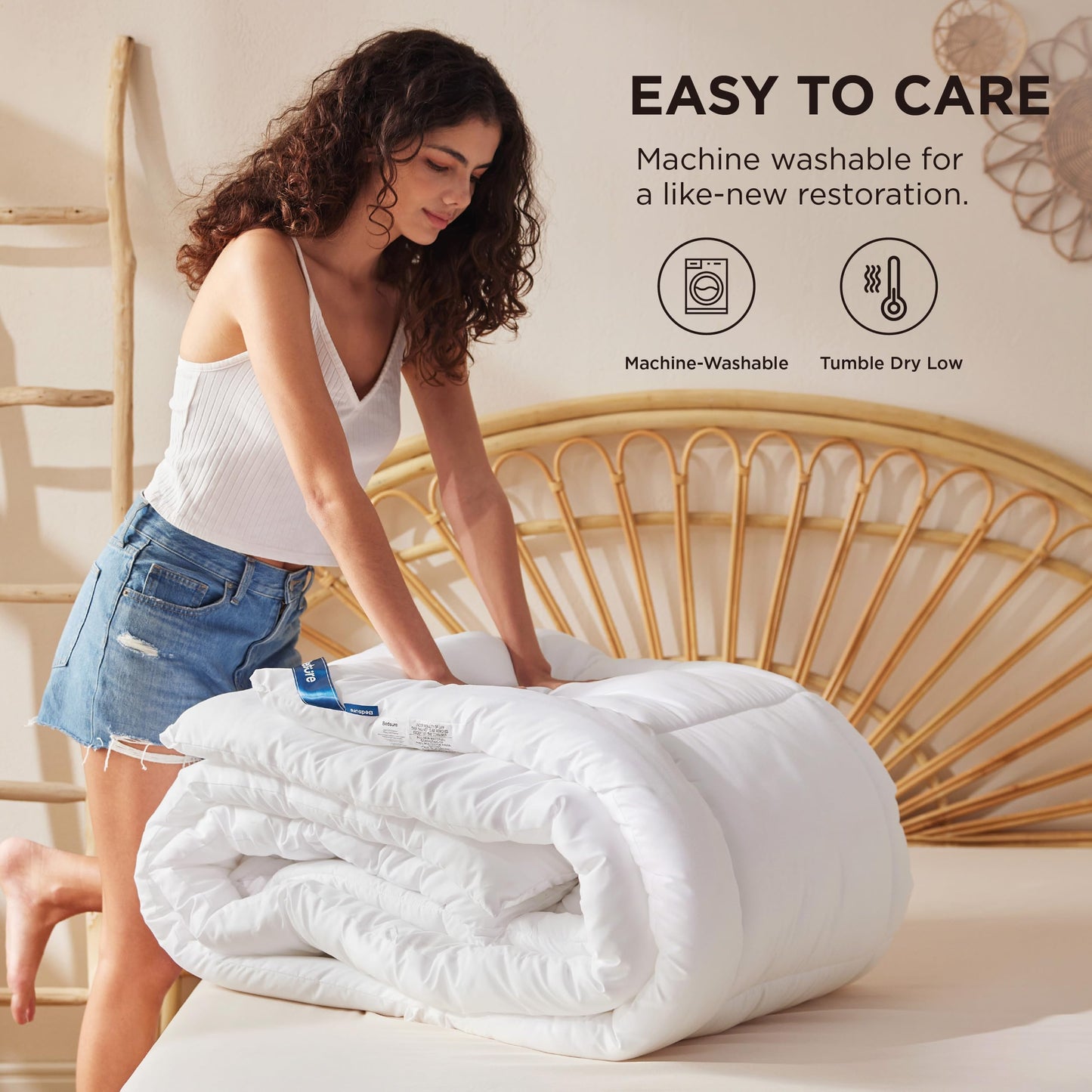 Bedsure Comforter Duvet Insert - Quilted Comforters Full Size, All Season Duvet, Down Alternative Bedding Comforter with Tabs(White,Full 86"x82")