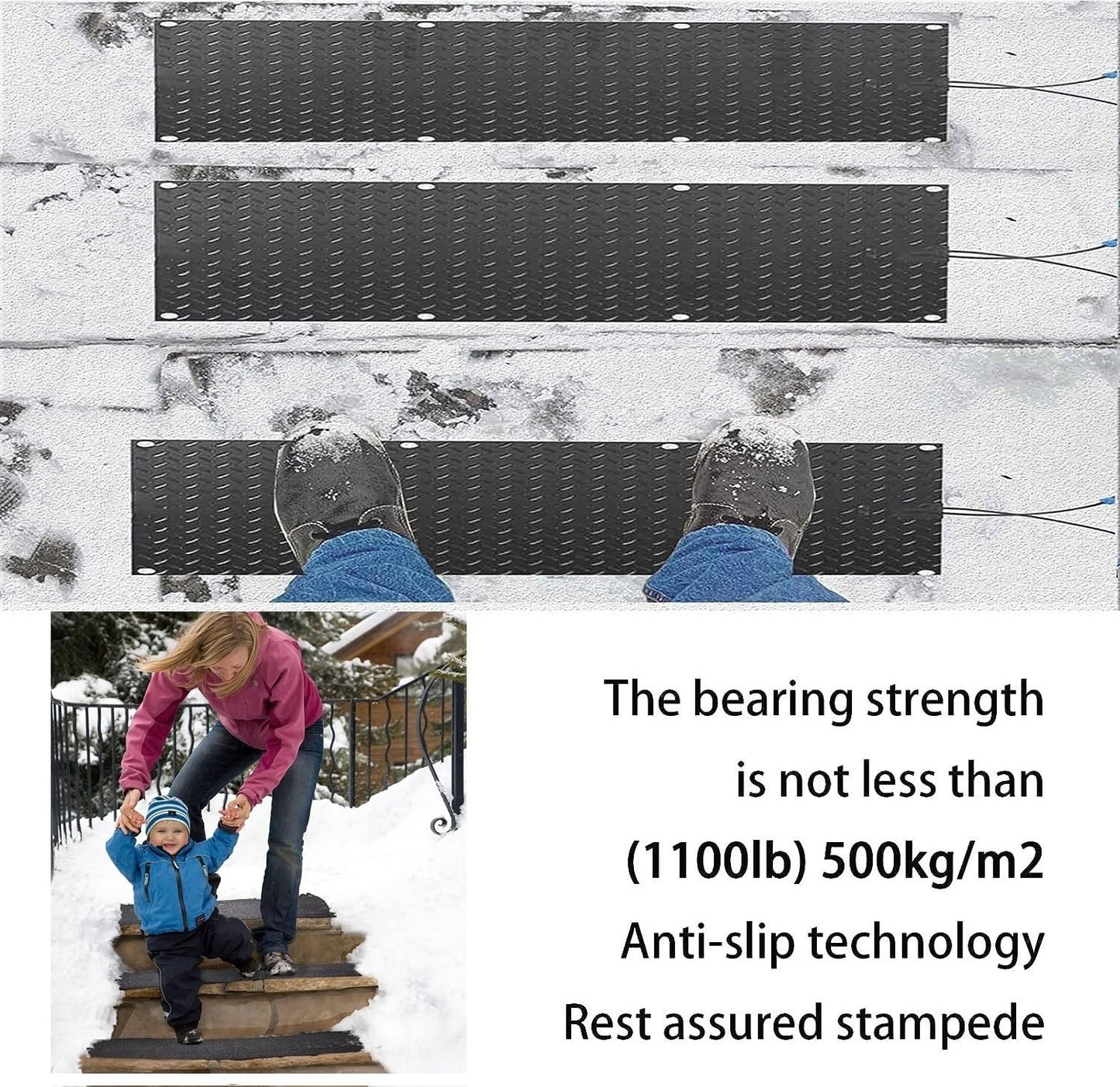 Heated Snow Melting Mats for Entrances, Heated Outdoor Mats Non-Slip Snow and Ice Melting Mats for Winter Snow Removal, Roof and Valley Heater, Melts 2 Inches of Snow per Hour ( Size : 24 x 36" in/60.