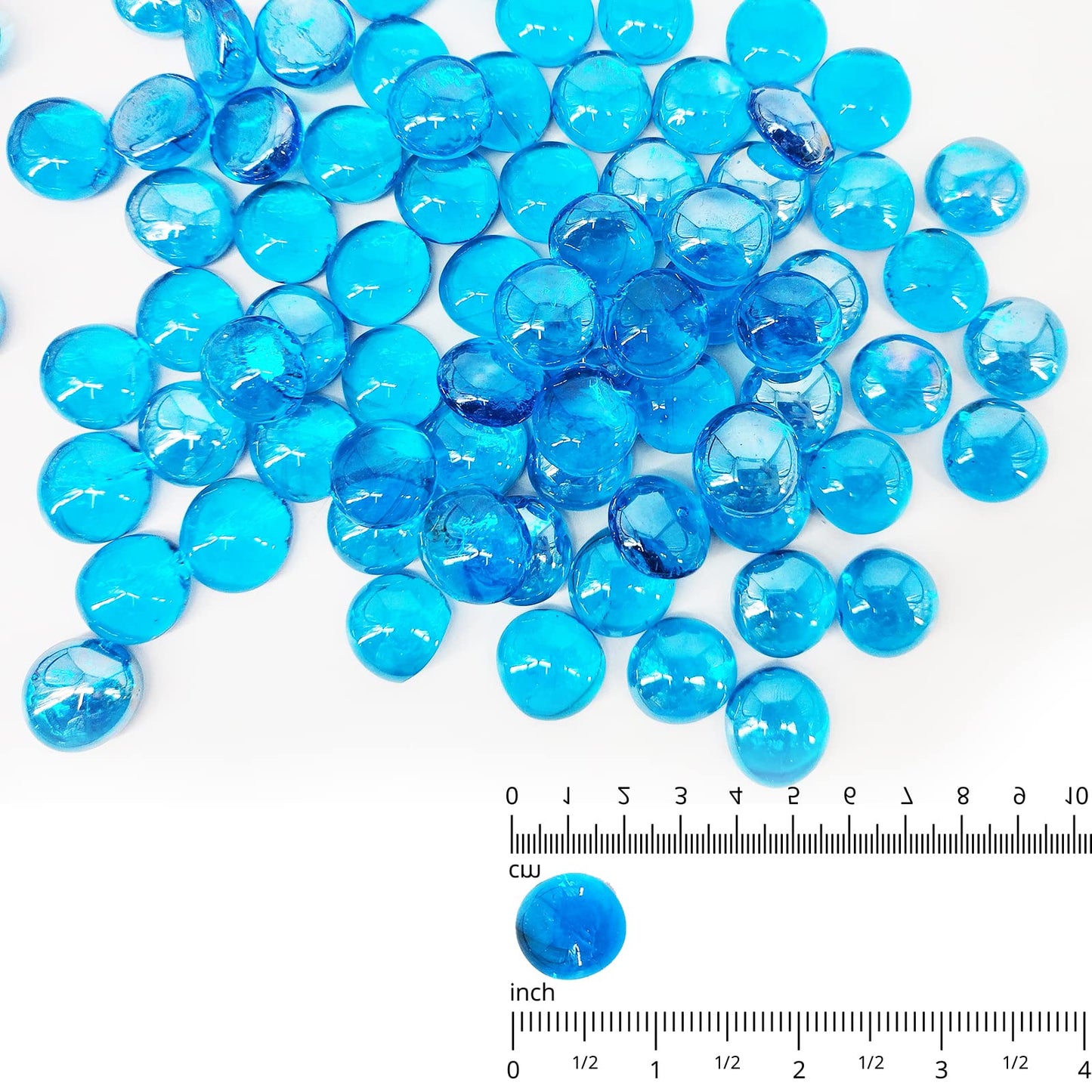 Kleuete 10 Pound Fire Pit Glass 3/4 Inch Reflective Round Fire Glass Drops Beads Rocks for Natural or Propane Fire Pit and Landscaping Pacific Blue