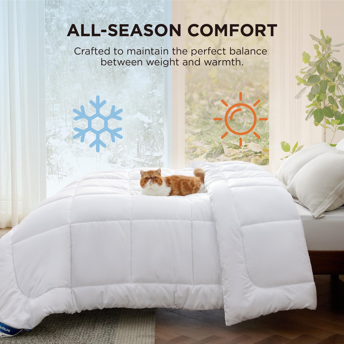 Bedsure Comforter Duvet Insert - Quilted Comforters King Size, All Season Duvet, Down Alternative Bedding Comforter with Tabs(White,King 90"x102")