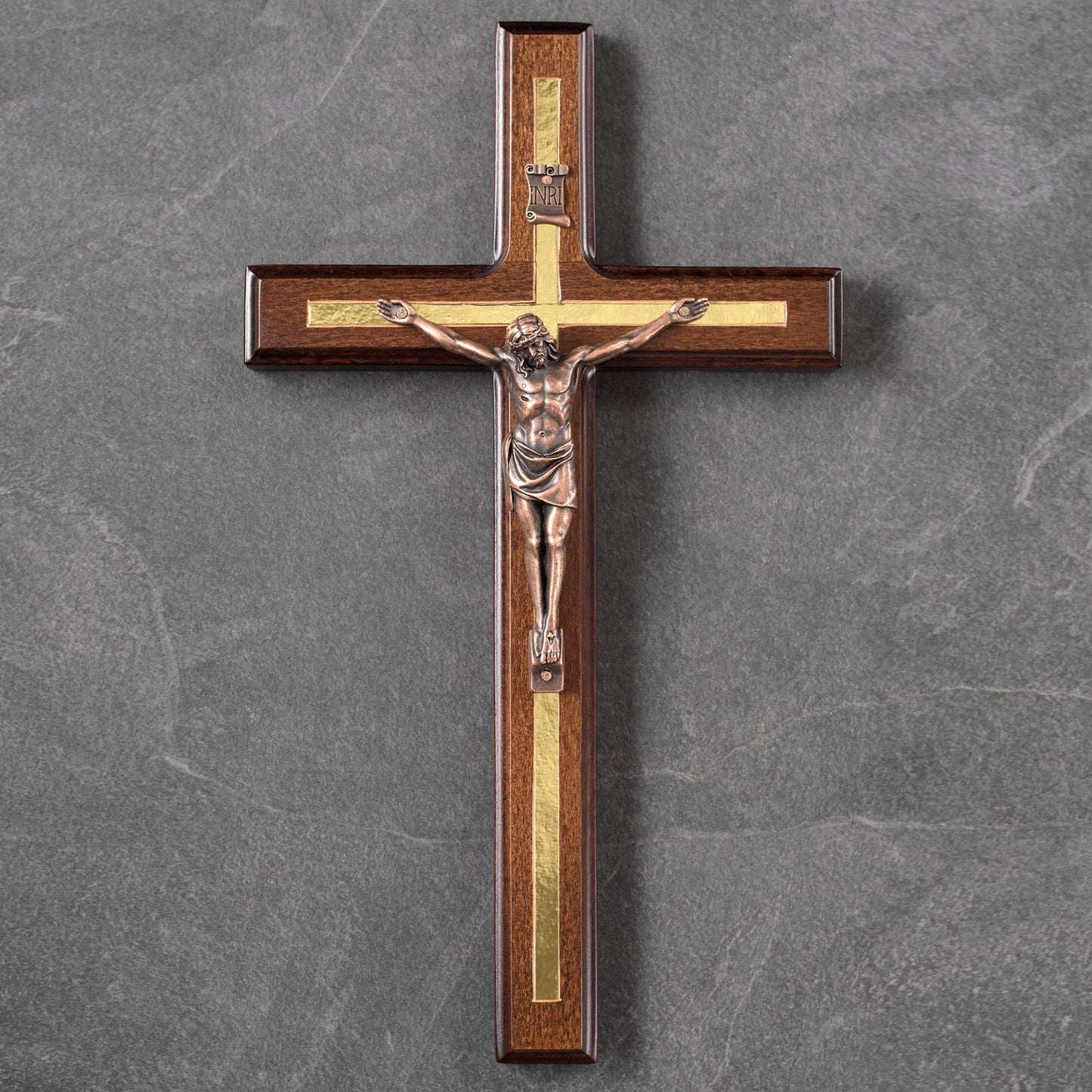 Asterom Crucifix Wall Cross - Handmade Wood Cross Wall Decor - Catholic Crucifix - 12 Inch