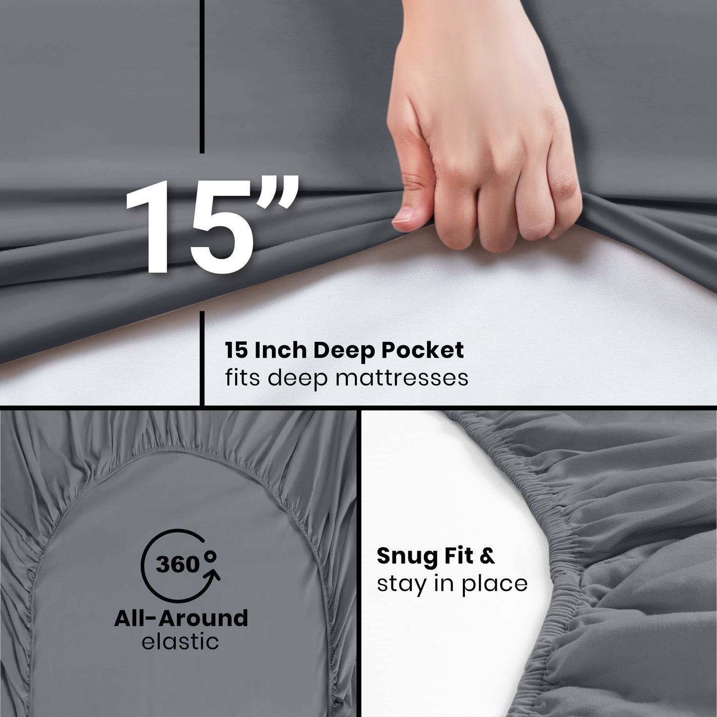 Utopia Bedding Twin Fitted Sheet - Bottom Sheet - Deep Pocket - Soft Microfiber -Shrinkage and Fade Resistant-Easy Care -1 Fitted Sheet Only (Grey)