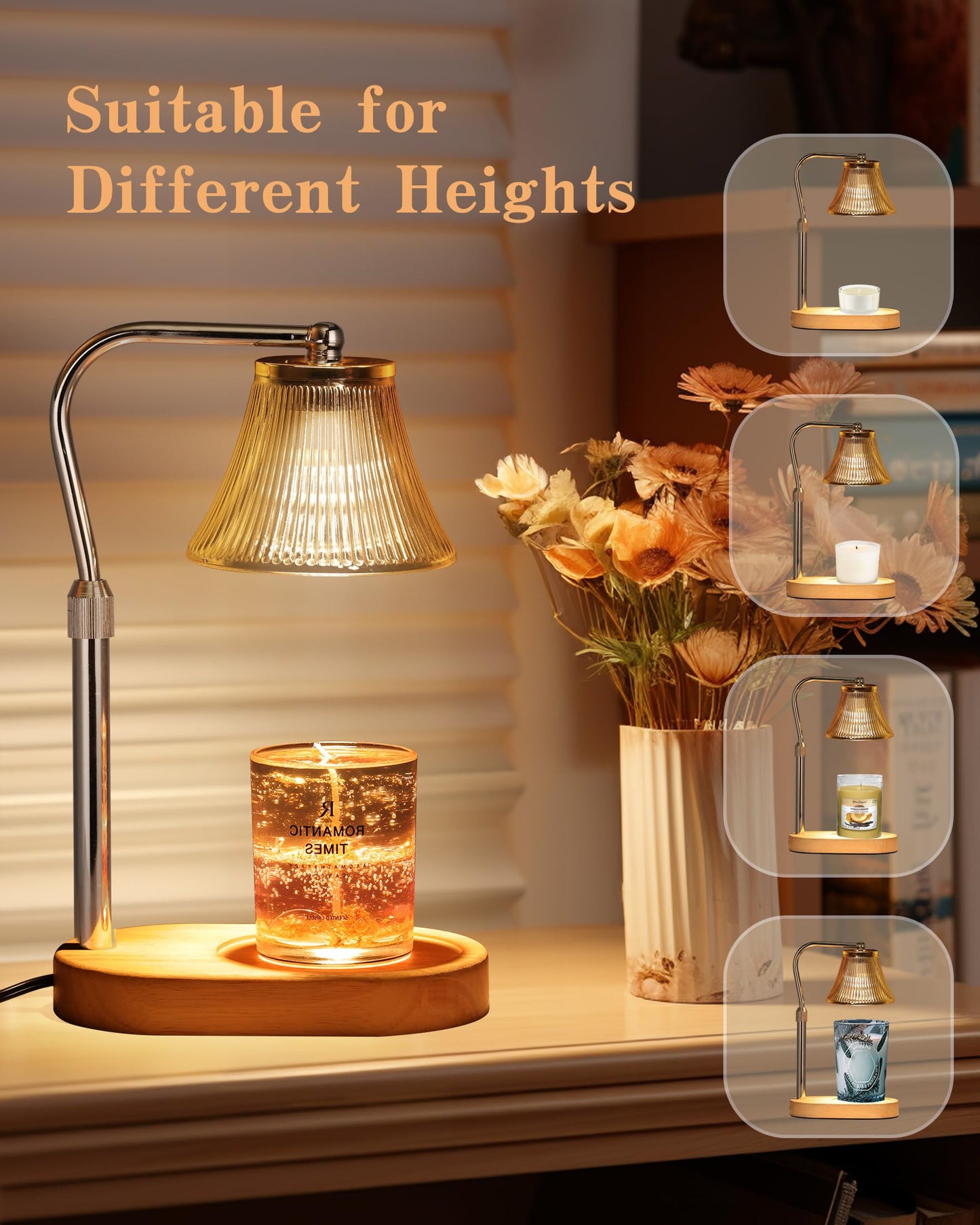 Viyelioc Candle Warmer Lamp, Candle Lamp Warmer with Timer & Dimmer, Adjustable Height Candle Warming Lamp with 2 Bulbs for Candle Jars, House Warming Gifts Home Bedroom Decor Mothers Day Gifts