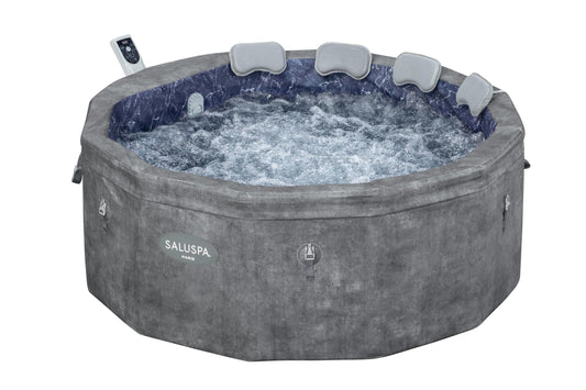 Bestway SaluSpa Paris ThermaCore UltraFit Smart AirJet Rigid Foam Hot Tub Spa (67" x 25.5") | Fits Up to 4-6 Persons | Grey Marble