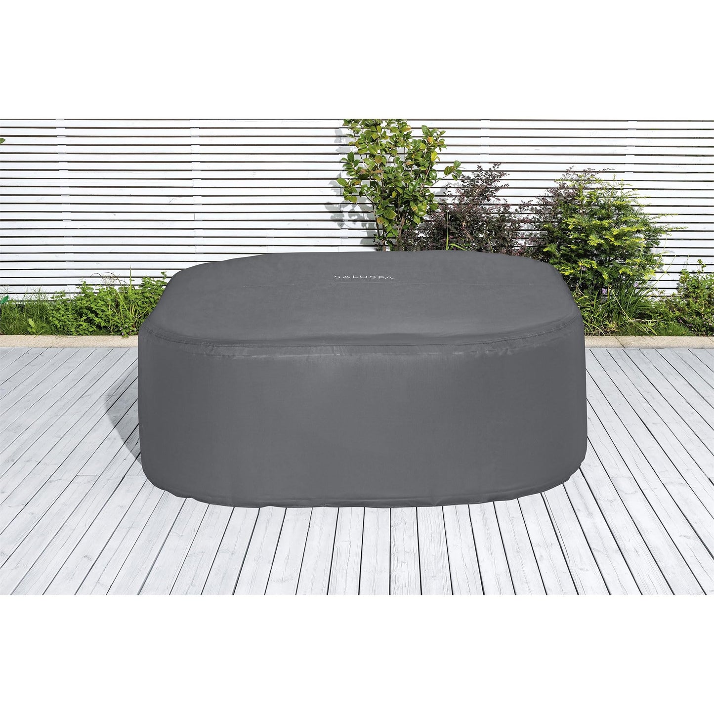 Coleman SaluSpa AirJet 4 to 6 Person Inflatable Hot Tub Square Portable Outdoor Spa with 114 Soothing AirJets and Insulated Cover, Gray