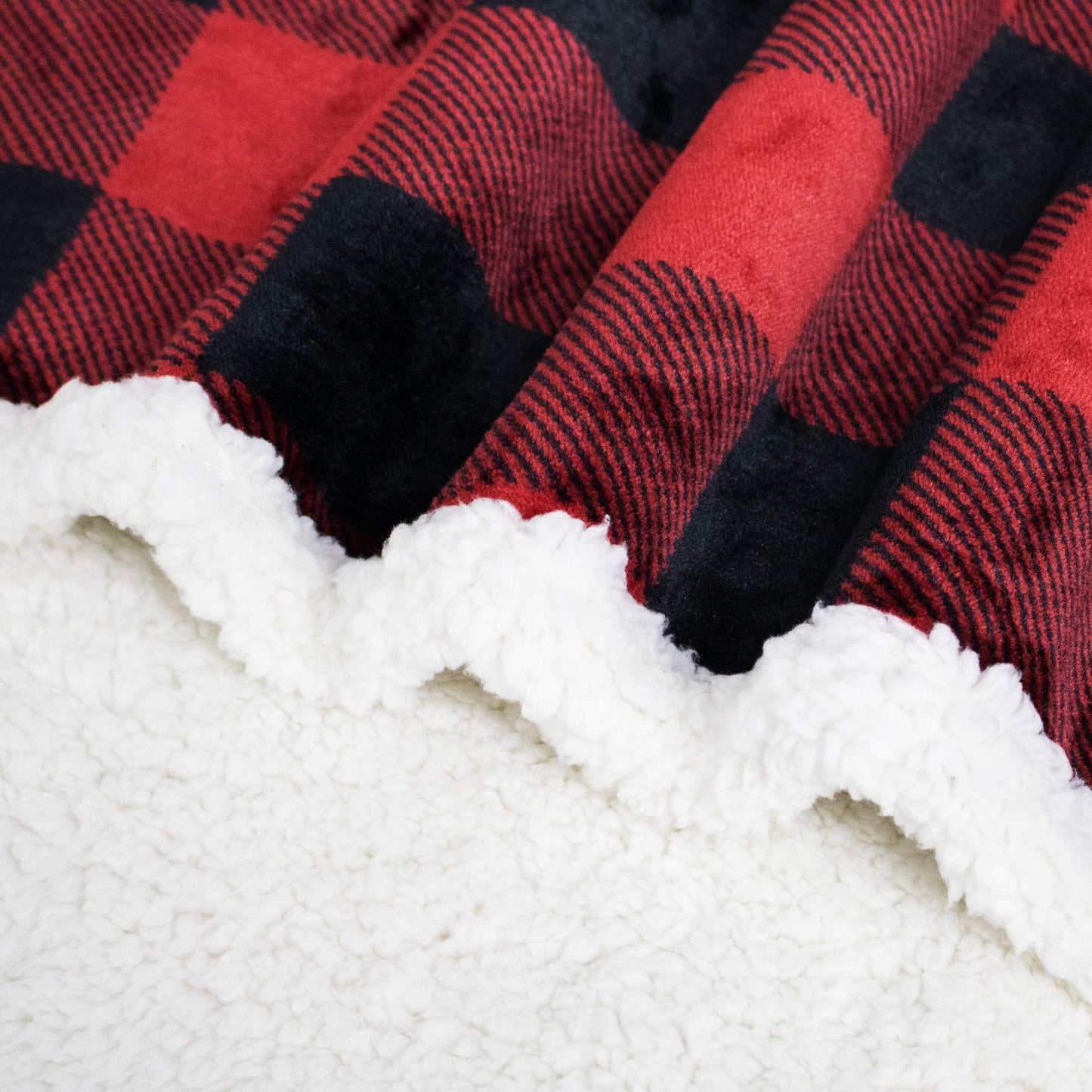 Touchat Sherpa Red and Black Buffalo Plaid Christmas Throw Blanket, Fuzzy Fluffy Soft Cozy Blanket, Fleece Flannel Plush Microfiber Blanket for Couch Bed Sofa (60" X 70")