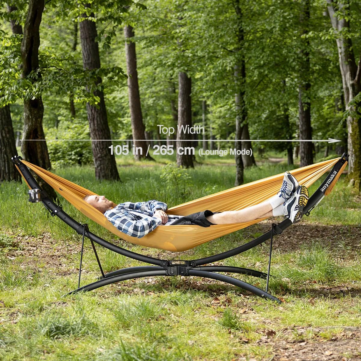 anymaka Portable Hammock Stand Only- Set Up in 3 Seconds - Supports 2 Person up to 550 LBS - Stable on Any Terrain, Weather Resistant (Travel Bag Included)