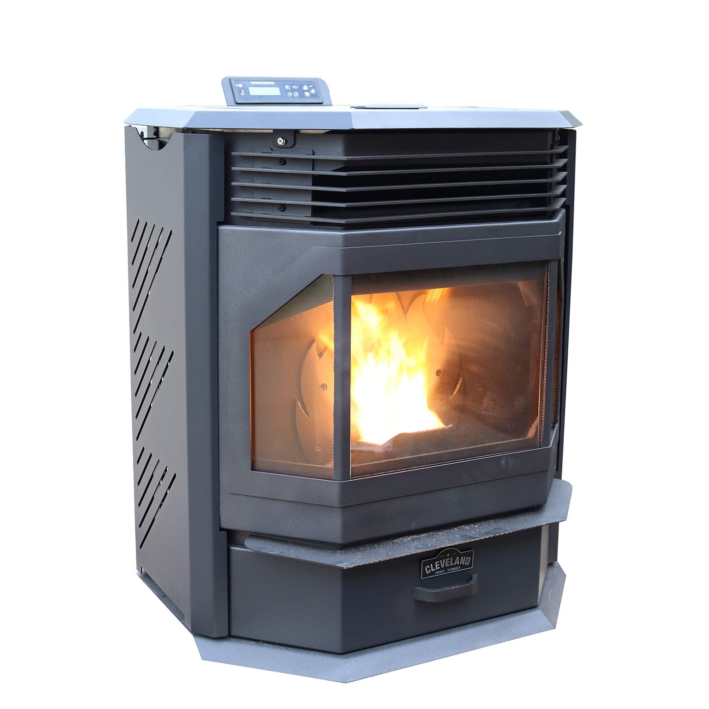 Cleveland Iron Works PSBF66W-CIW Bayfront Pellet Stove, WiFi Enabled, 66 lb Hopper, Black