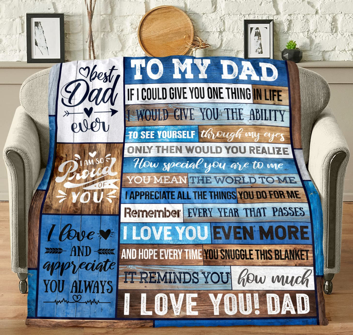 Dad Birthday Gift Birthday Gifts for Dad from Daughter Son Best Dad Gifts Soft Throw Blanket for Bedding Sofa (Dad Gifts, 50 x 60 Inch)