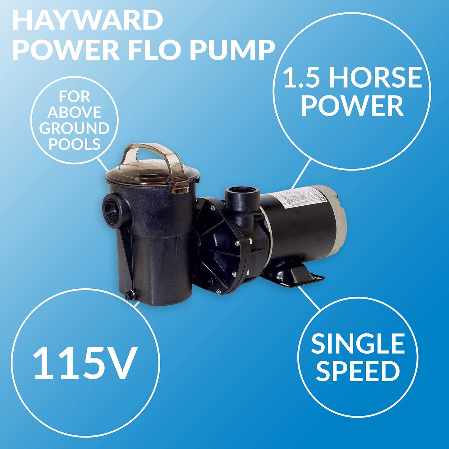 Hayward W3SP1580X15 Power Flo Pool Pump, 1.5 HP