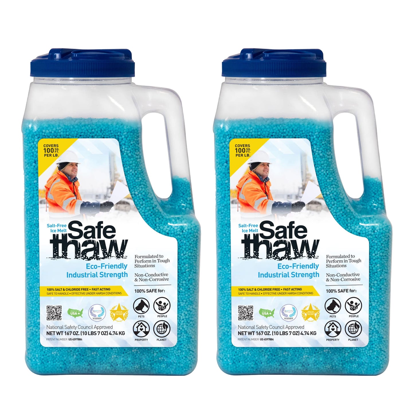 Safe Thaw Concrete Safe 100% Salt Free, Pet Safe Snow & Ice Melter, Industrial Strength, Chloride-Free and Traction Agent. Use on Asphalt, Roofs & On Any Surface, 10 Pound Jug