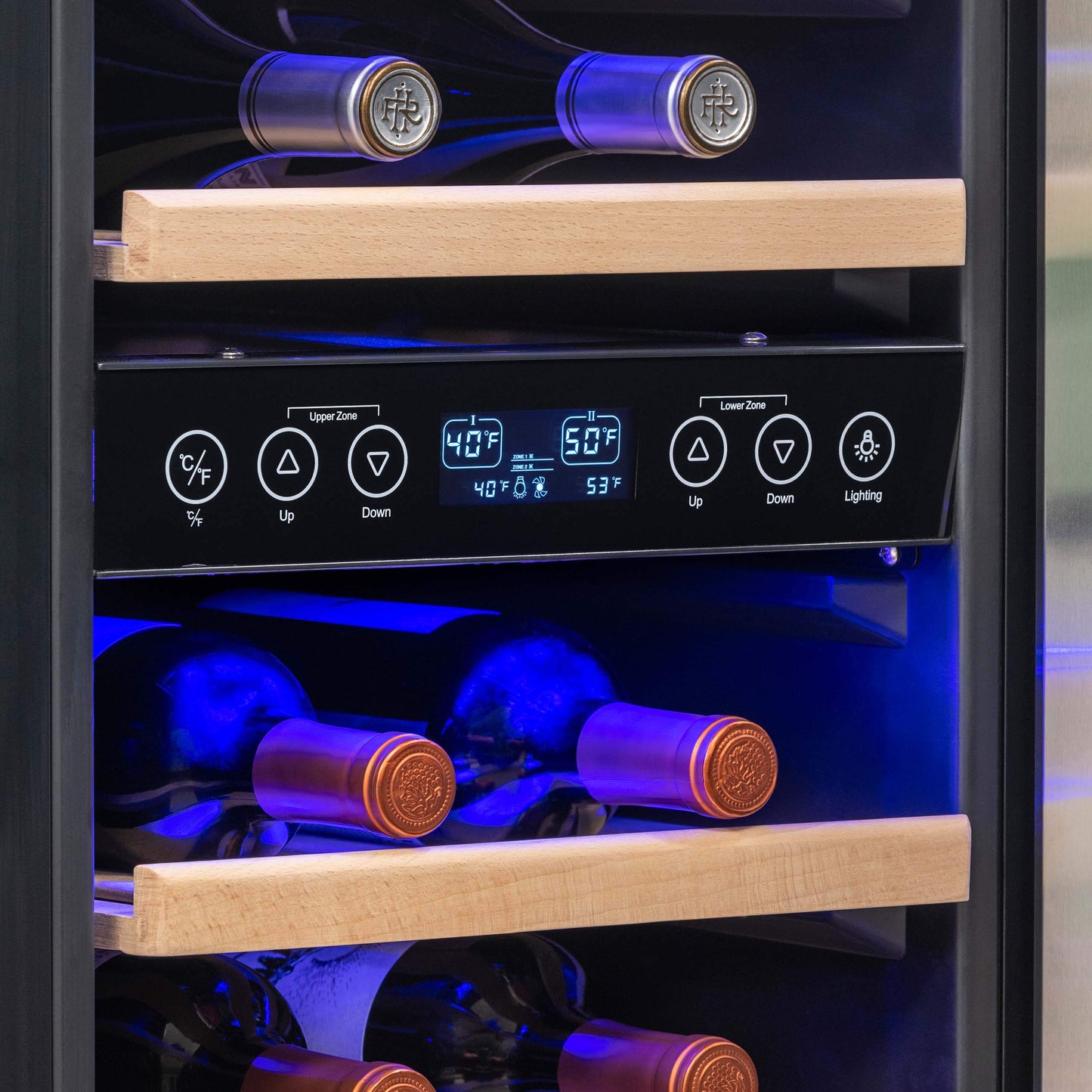 NewAir 15" Wine Cooler Refrigerator | 29 Bottle Capacity | Fridge Built-in Or Free Standing | Dual Zone Wine Fridge With Removable Beech Wood Shelves In Stainless Steel NWC029SS01