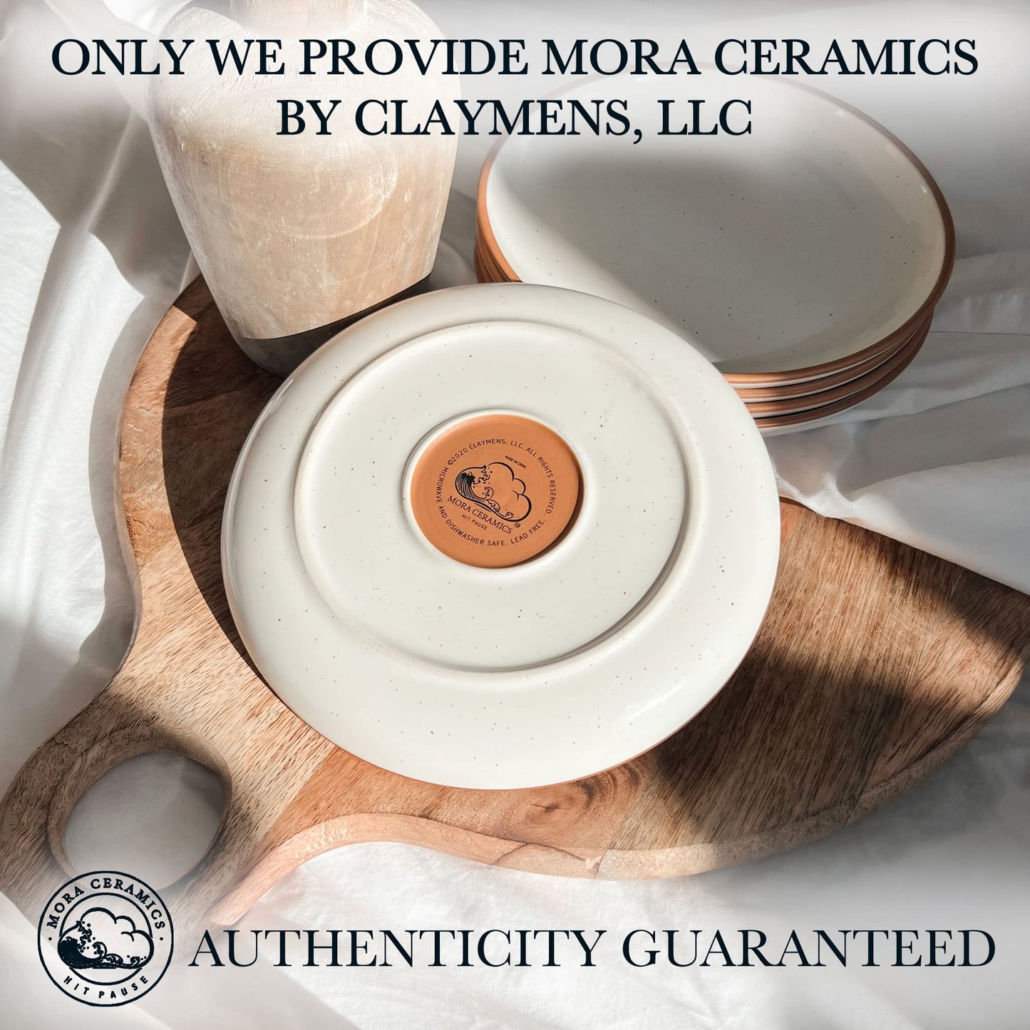 Mora Ceramic Plates Set, 7.8 in - Set of 6 - The Dessert, Salad, Appetizer, Small Dinner etc Plate. Microwave, Oven, and Dishwasher Safe, Scratch Resistant. Kitchen Porcelain Dish - Vanilla White