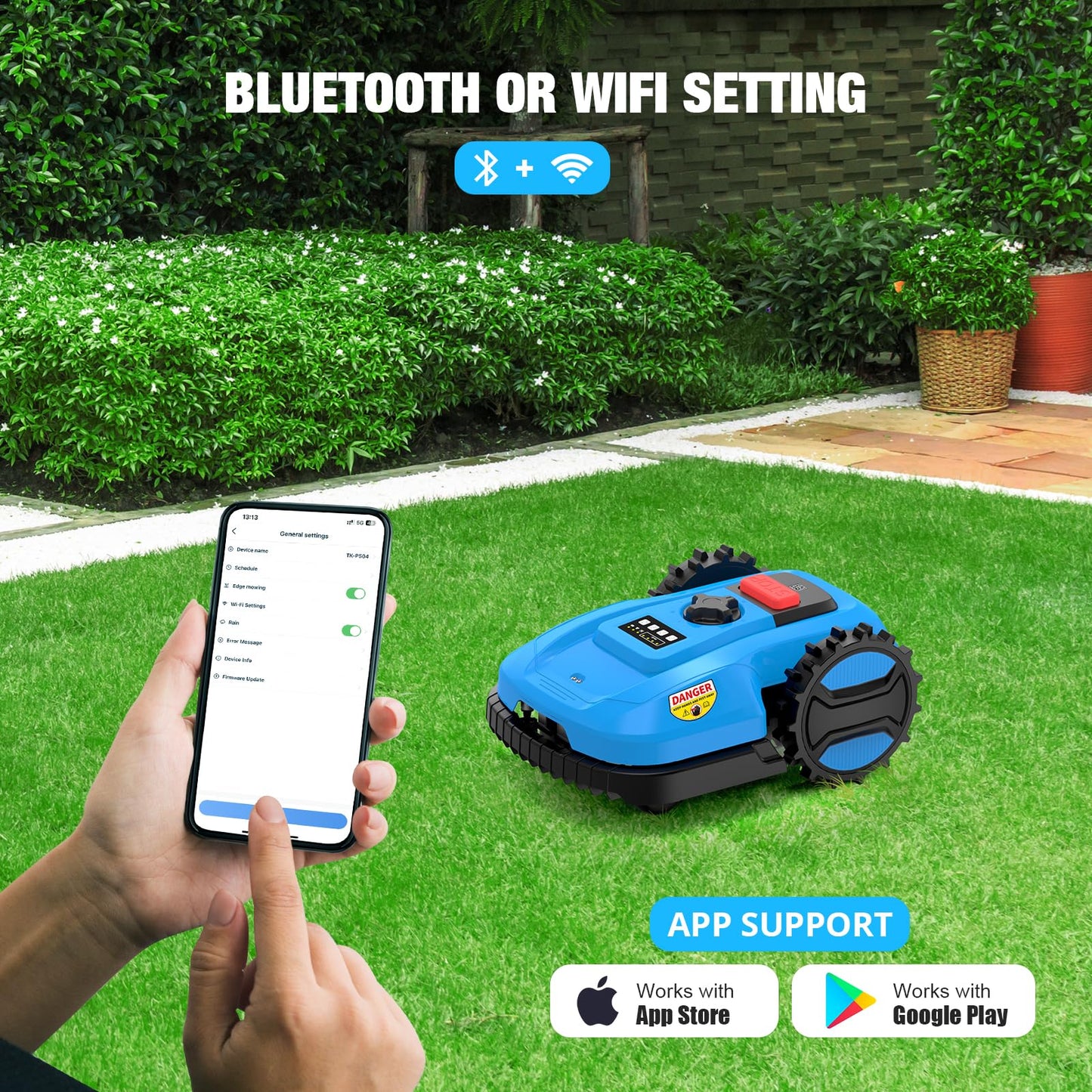 ACFARM 20V 4.0Ah Robotic Lawn Mower 1/4 Acre / 10,890 Sq. Ft, Automatic Lawnmower APP Control with Schedule, Self-Charging, Bluetooth Wi-Fi Connect, Cut to Edge