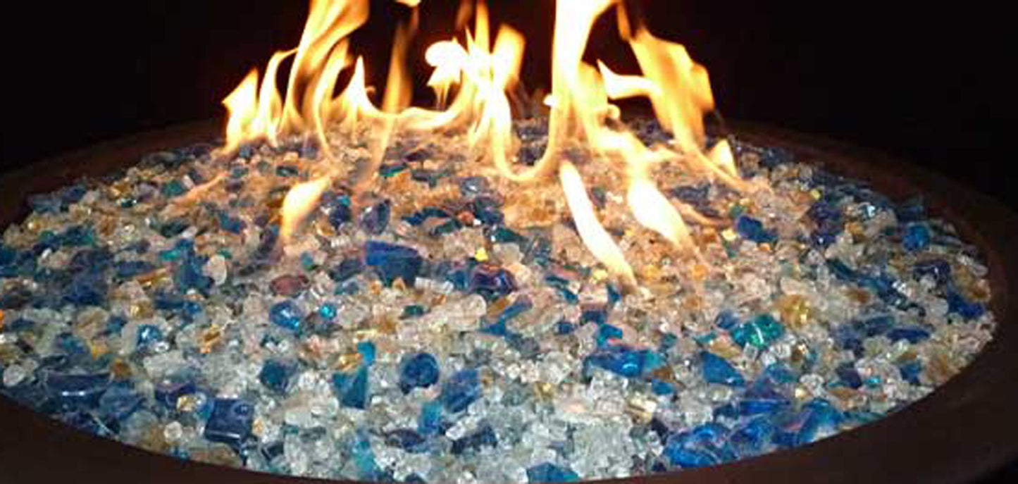 Hiland RGLASS-BB Pit Fire Glass i n Bahama Blend, Extreme Tempature Rating, Good for Propane or Natural Gas, 10 Pounds, 10 lb