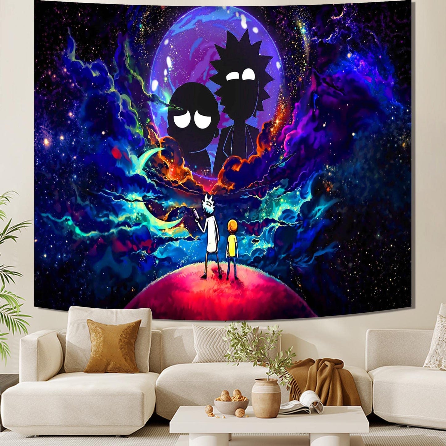 Trip-py Space Wall Tapestry Hippie Anime Poster for Bedroom Aesthetics Funny Galaxy Star Room Decor Flag Wall Hanging for Teen Girls Men Dorm Living Room (51''x60'')