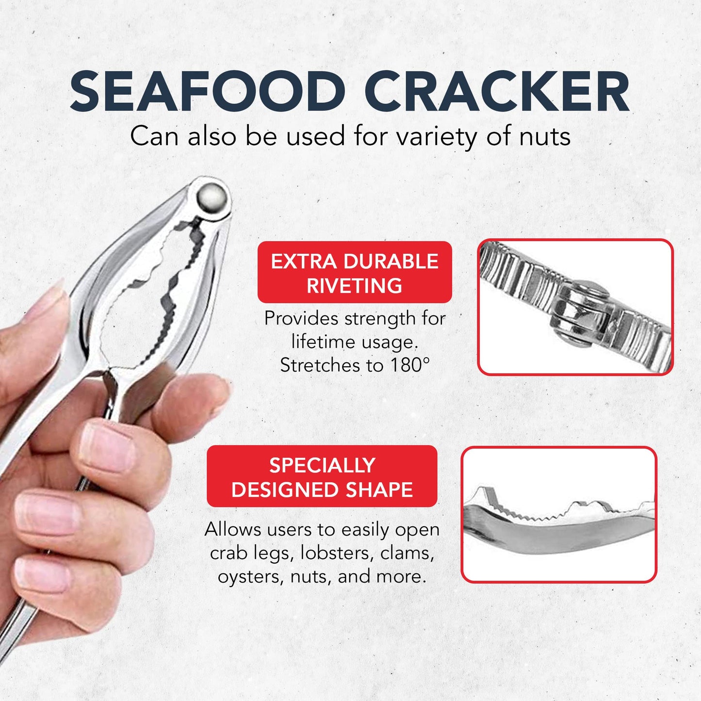 Crab Leg Crackers and Picks, Set of 4 Easy-to-Use Lobster Crackers & Stainless Steel Lobster Picks, Crab Crackers and Tools, Seafood Tool Kit by Smedley & York