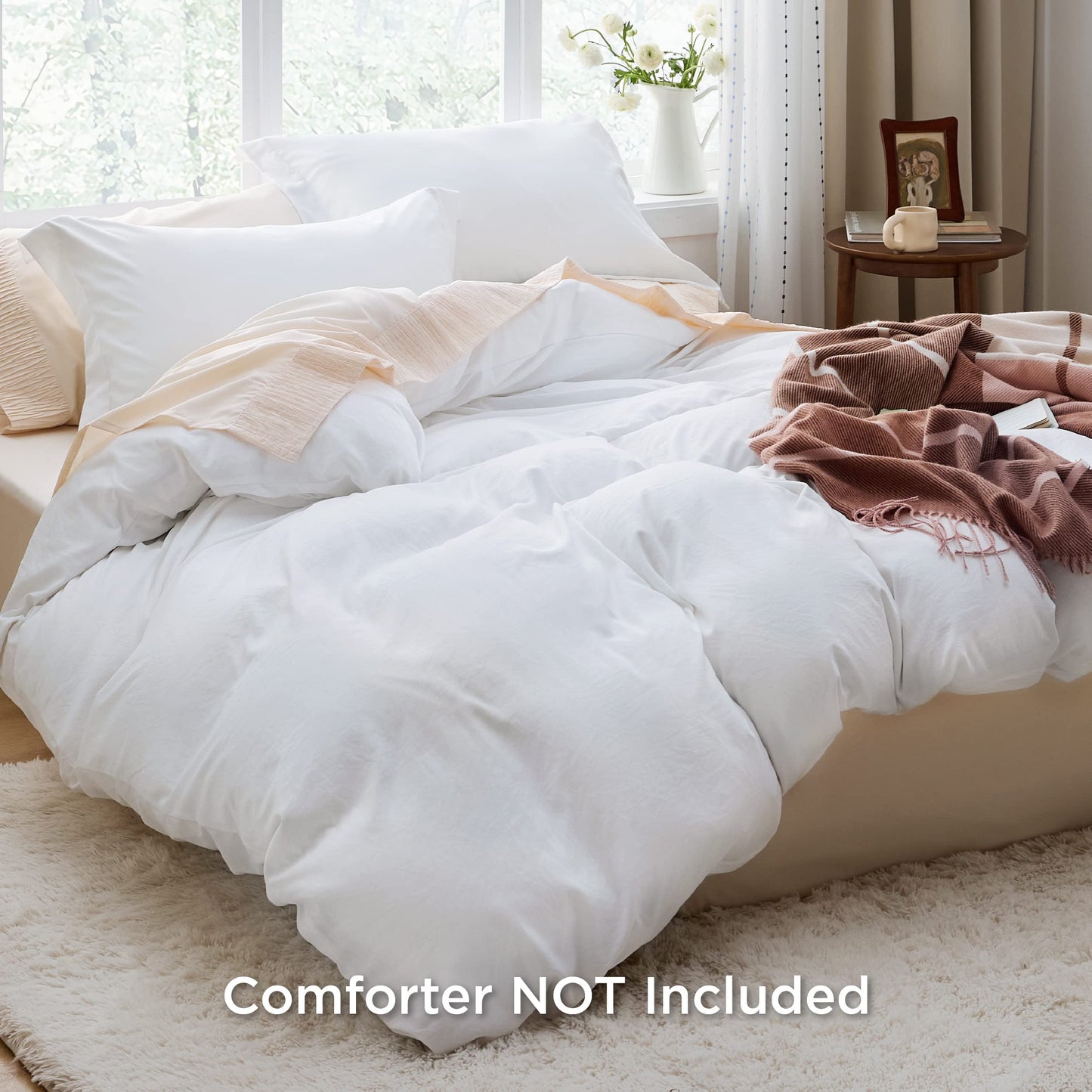 Bedsure White Duvet Cover Queen Size - Soft Prewashed Queen Duvet Cover Set, 3 Pieces, 1 Duvet Cover 90x90 Inches with Zipper Closure and 2 Pillow Shams, Comforter Not Included