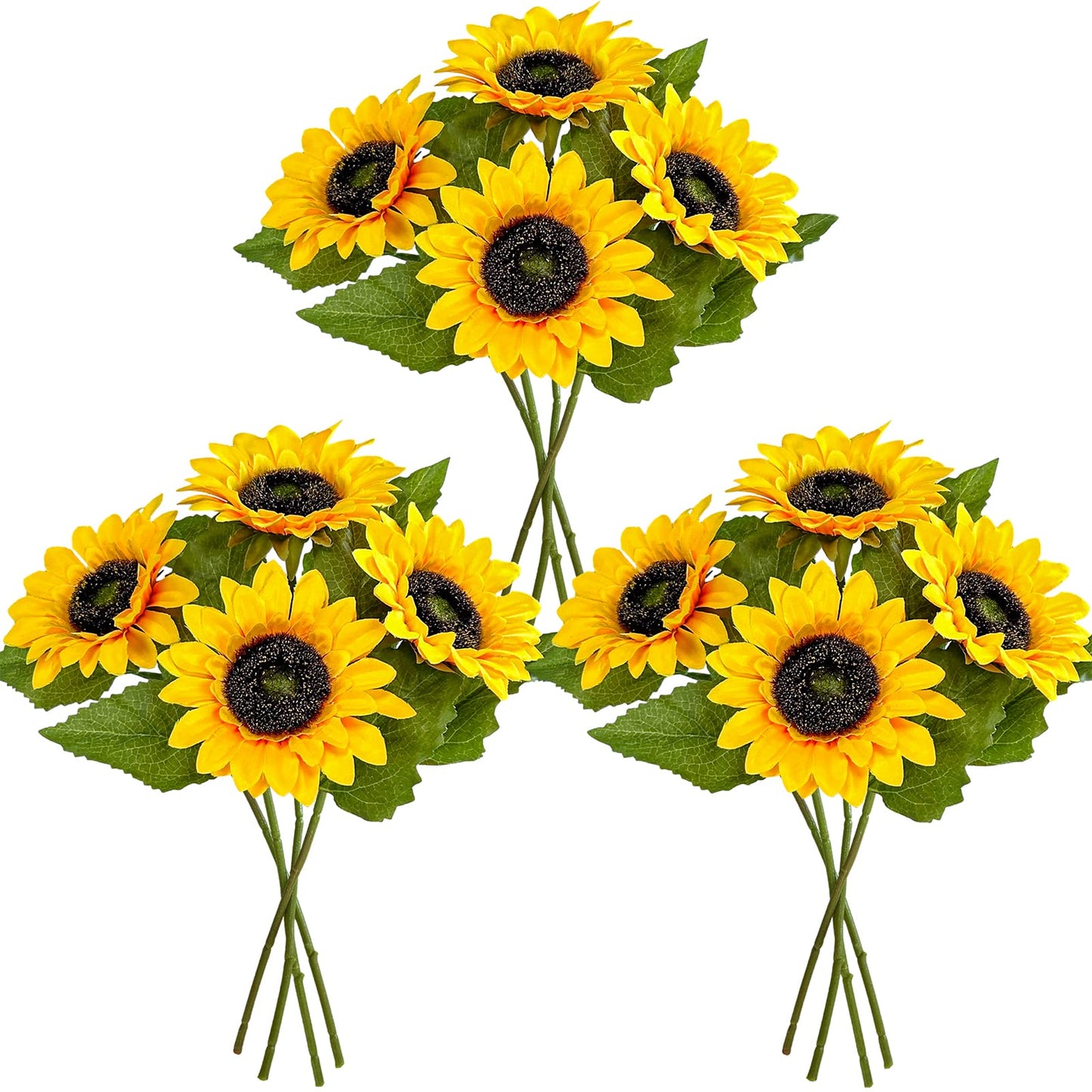 Winlyn 12 Pcs Artificial Sunflower Stems 10.6" Tall Yellow Silk Sunflowers Stems Sunflowers Artificial Flowers for Bouquets Vase Centerpiece Wreaths Floral Arrangements Party Decorations Outdoors