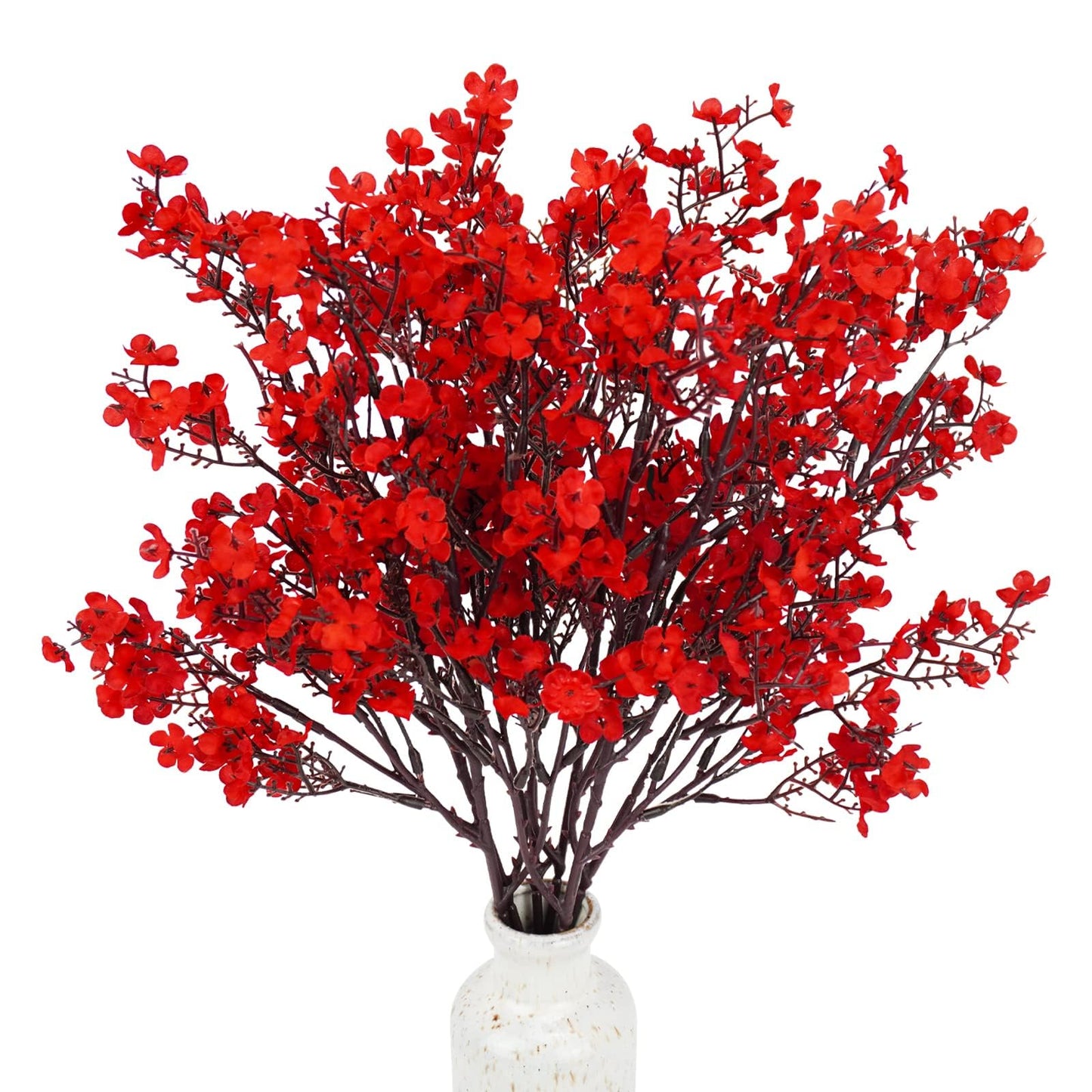 Uieke 6 Pcs Babys Breath Artificial Flowers Bulk Silk Red Faux Flowers Real Touch Gypsophila Bouquet for Christmas Halloween Home Wedding Decoration