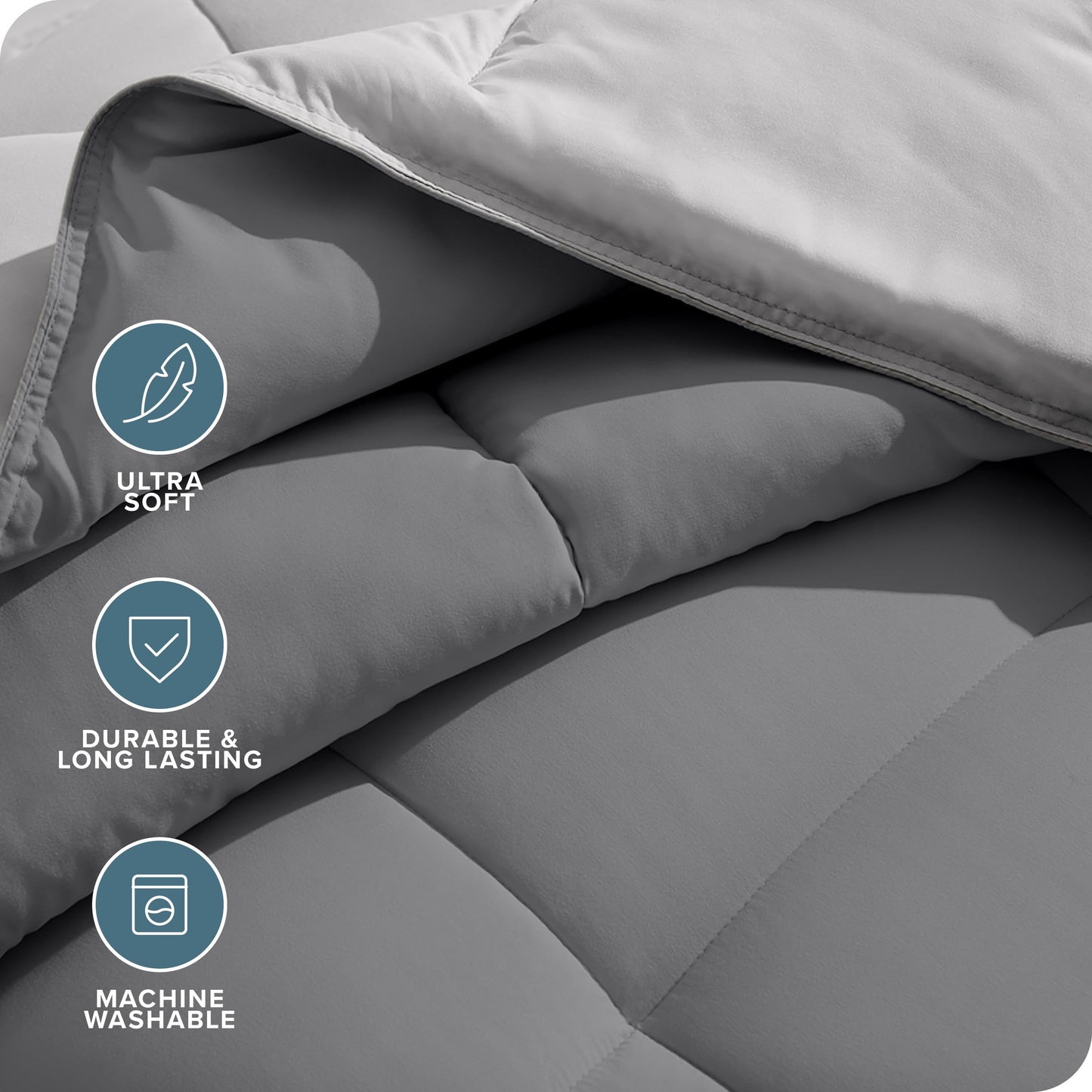 Bare Home Full Comforter - Reversible Colors - Goose Down Alternative - Ultra-Soft - Premium 1800 Series - All Season Warmth - Bedding Comforter (Full, Grey/Light Grey)