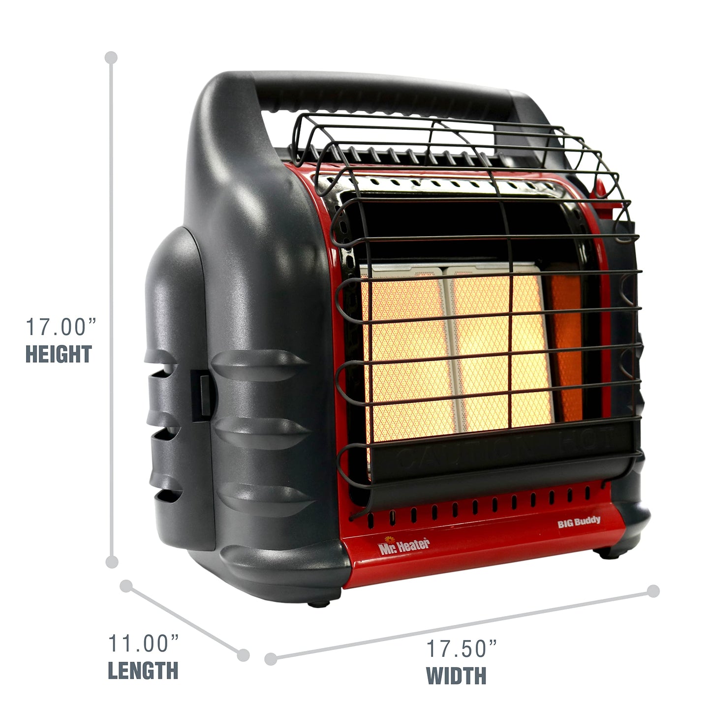 Mr Heater 4000 to 18000 BTU 3 Setting Portable LP Gas Heater Unit with Dual Tank Connection for Indoor and Outdoor Use, Black/Red