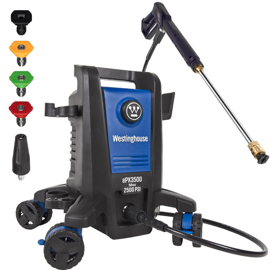 Westinghouse ePX3500 Electric Pressure Washer, 2500 Max PSI 1.76 Max GPM with Anti-Tipping Technology, Onboard Soap Tank, Pro-Style Steel Wand, 5-Nozzle Set, for Cars/Fences/Driveways/Home/Patios