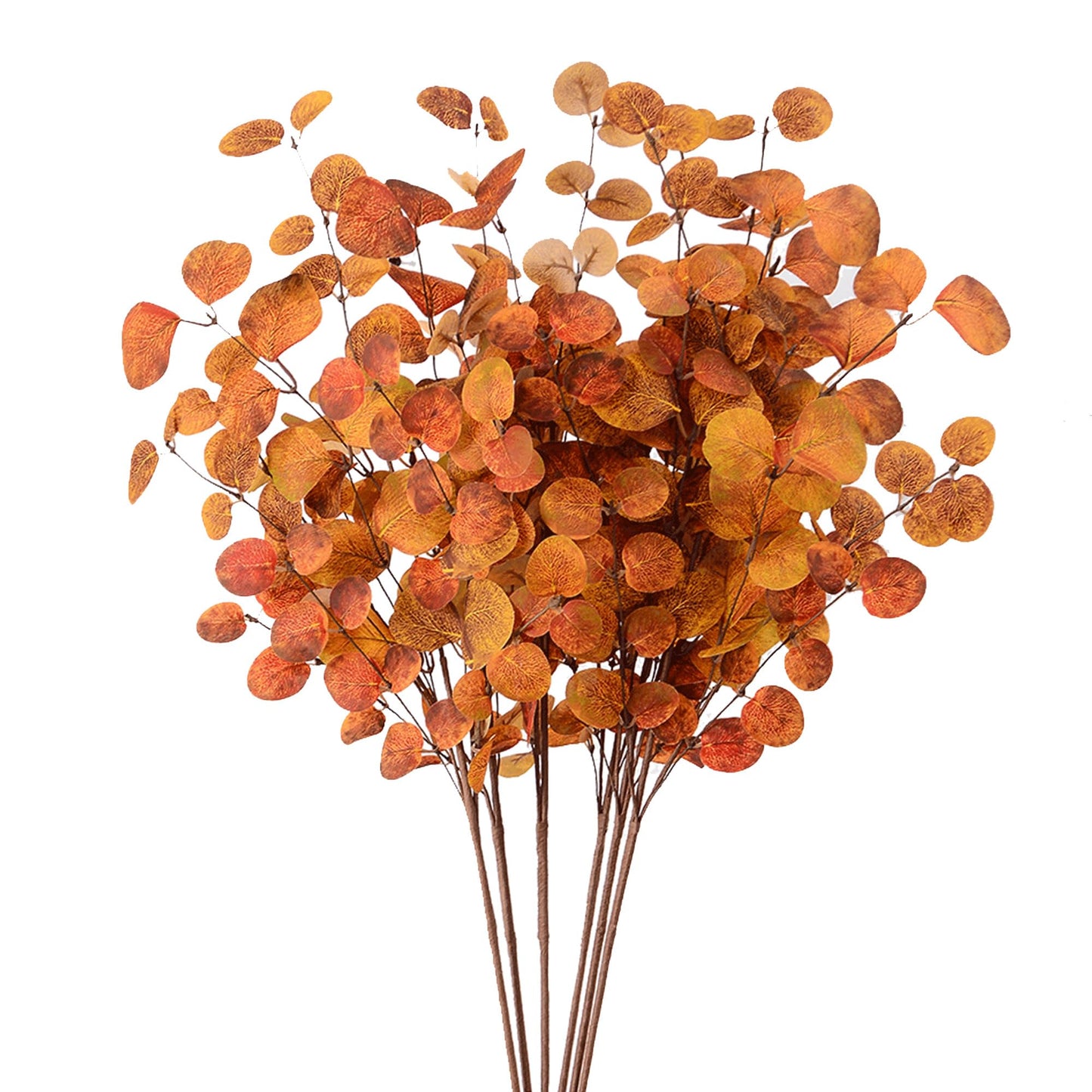 YNYLCHMX 6 Pieces Fall Picks Fall Stems Faux Artificial Eucalyptus Stems Golden Eucalyptus Picks Fall Floral Stems Leaf Spray Autumn Picks