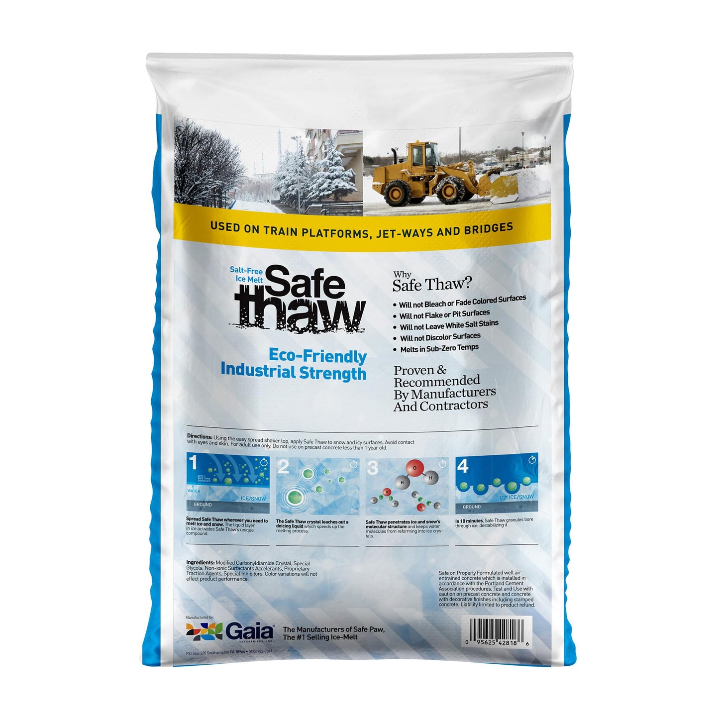 Safe Paw Industrial Strength Salt Free Pet Safe Snow Ice Melter and Traction Agent for Concrete, Asphalt, Decks, Lawns, and More, 43 lb Bag, 40 Pack