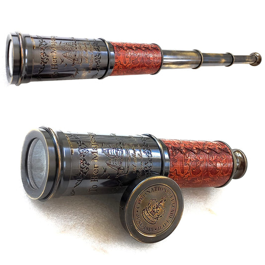 Vintage Spyglass Decorative Telescope - Pirate Style Scope Scout Gift (Her Majesty 20")