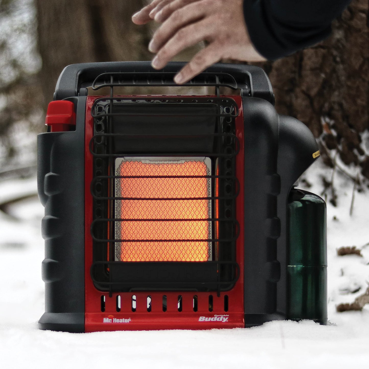 Mr. Heater Portable Buddy Heater MH9BX 4,000-9,000 BTU Indoor-Safe Propane Radiant Heater For Campers, Workshops, Job Sites, Patios & More - Red, Black