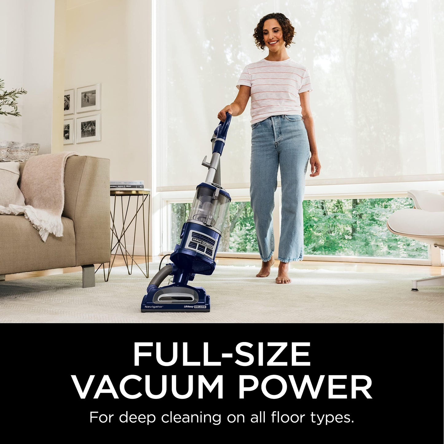 Shark Upright Vacuum, Navigator Lift-Away Deluxe with Large Dust Cup Capacity, HEPA Filter, Swivel Steering, Upholstery Tool & Crevice Tool, Blue, NV360