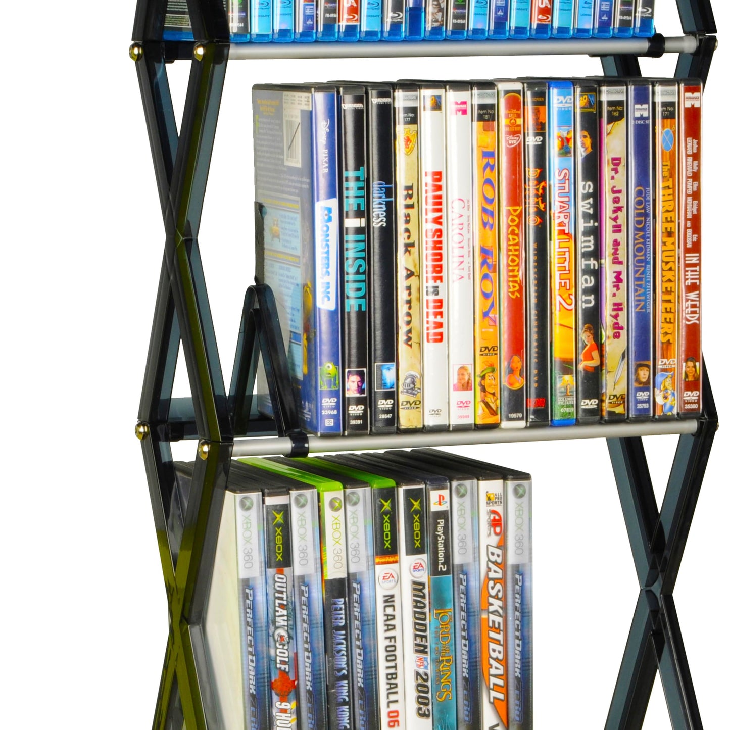 Atlantic Mitsu 5-Tier Portable Media Storage Rack – Protects & Organizes Prized Music, Movie & Video Games Collections, PN 64835195 in Smoke