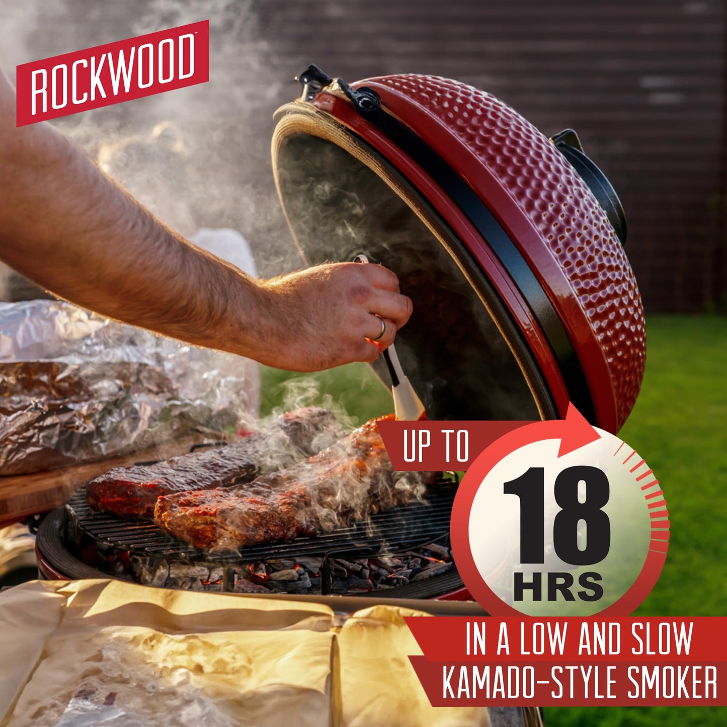 Rockwood Natural Hardwood Lump Charcoal - 20 Lbs Lump Charcoal for Grilling & Smoker - USA Oak, Hickory, and Cherry Wood Mix - BBQ Charcoal - Charcoal for Grilling - No Fillers (2 Packs)