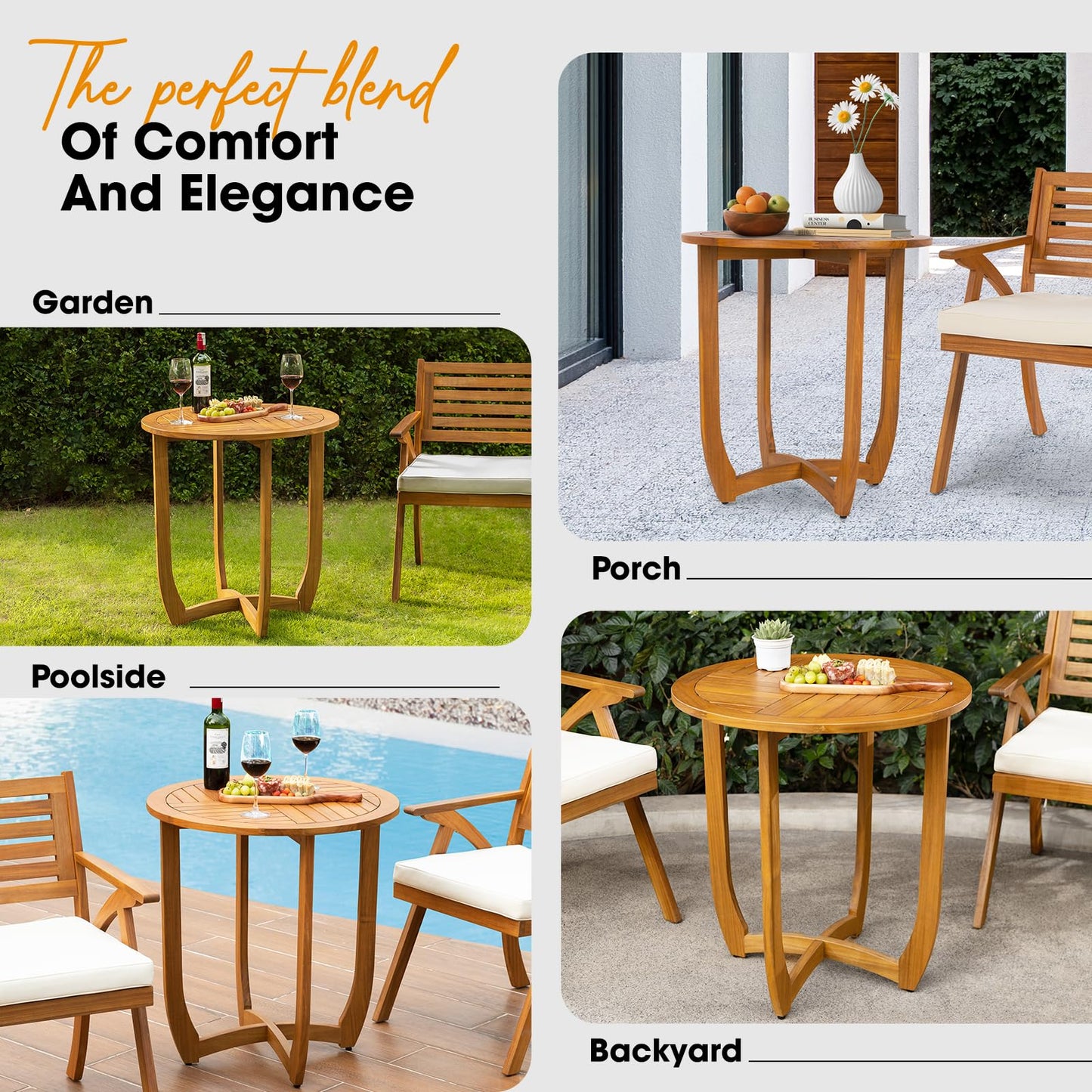 Idzo Outdoor Escanor Wood Bistro Dinning Table