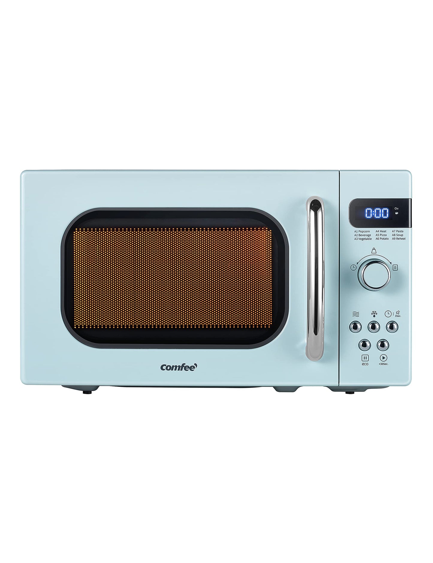 COMFEE' Retro Small Microwave Oven With Compact Size, 9 Preset Menus, Position-Memory Turntable, Mute Function, Countertop Microwave For Small Spaces, 0.7 Cu Ft/700W, Green, AM720C2RA-G